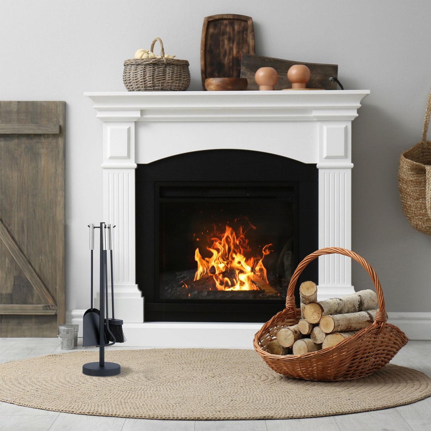4-piece fireplace set in black