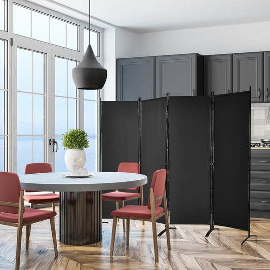4-piece folding partition privacy screen for home, office 220 x 51 x 173 cm black