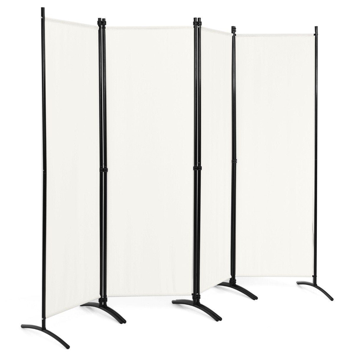 4-piece folding partition privacy screen for home office 220 x 51 x 173 cm white