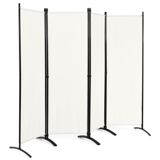 4-piece folding partition privacy screen for home office 220 x 51 x 173 cm white