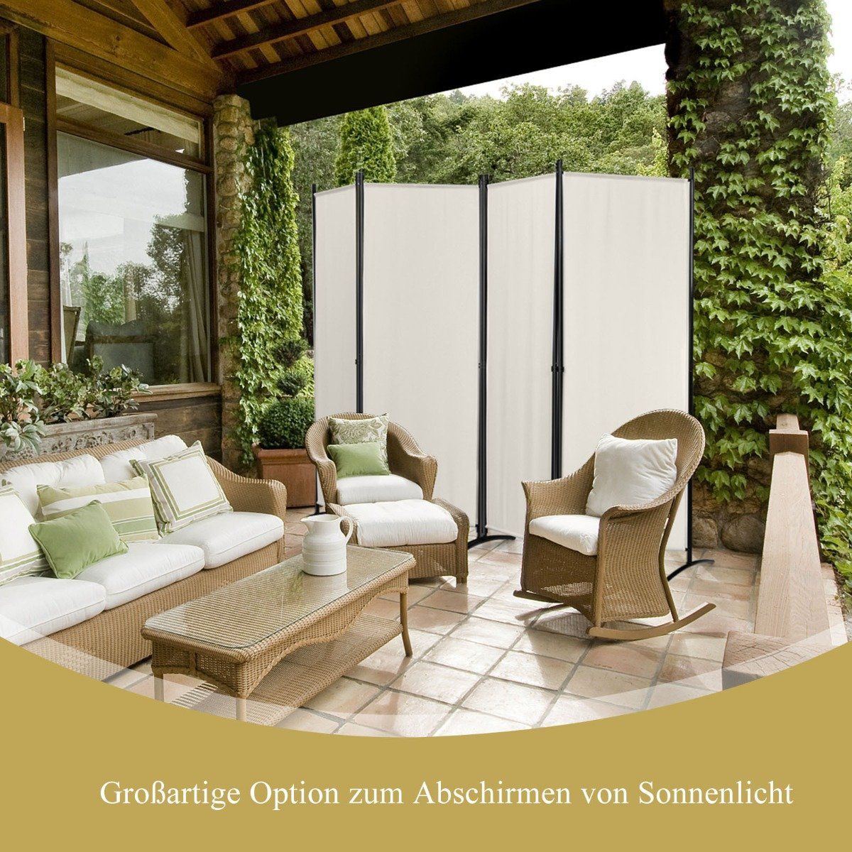 4-piece folding partition privacy screen for home office 220 x 51 x 173 cm white