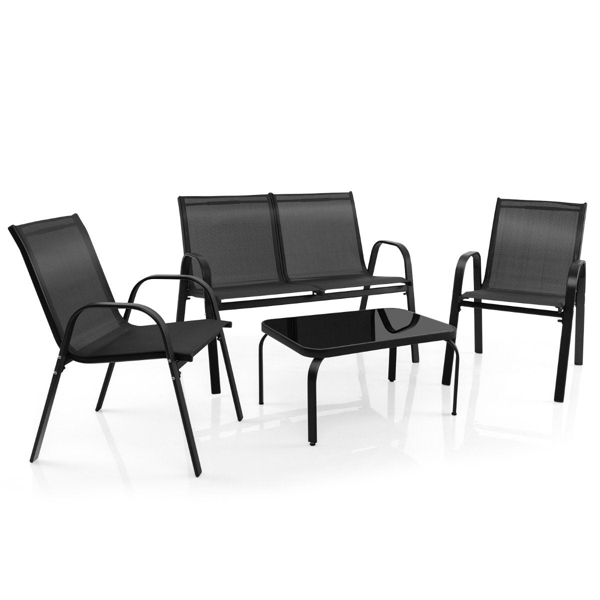 4-piece patio furniture sets conversation set with coffee table 51 x 71 x 35 cm gray