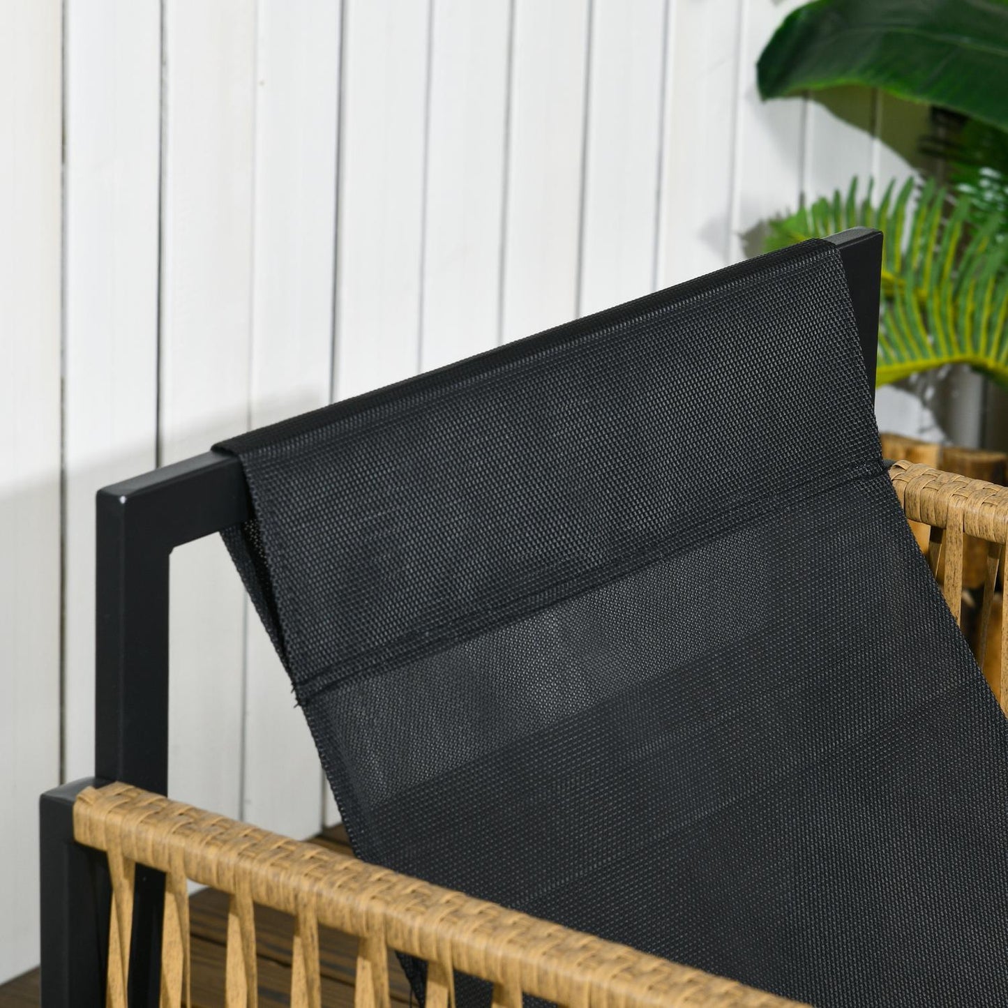 Rattan garden furniture set with cushions - 4-piece set