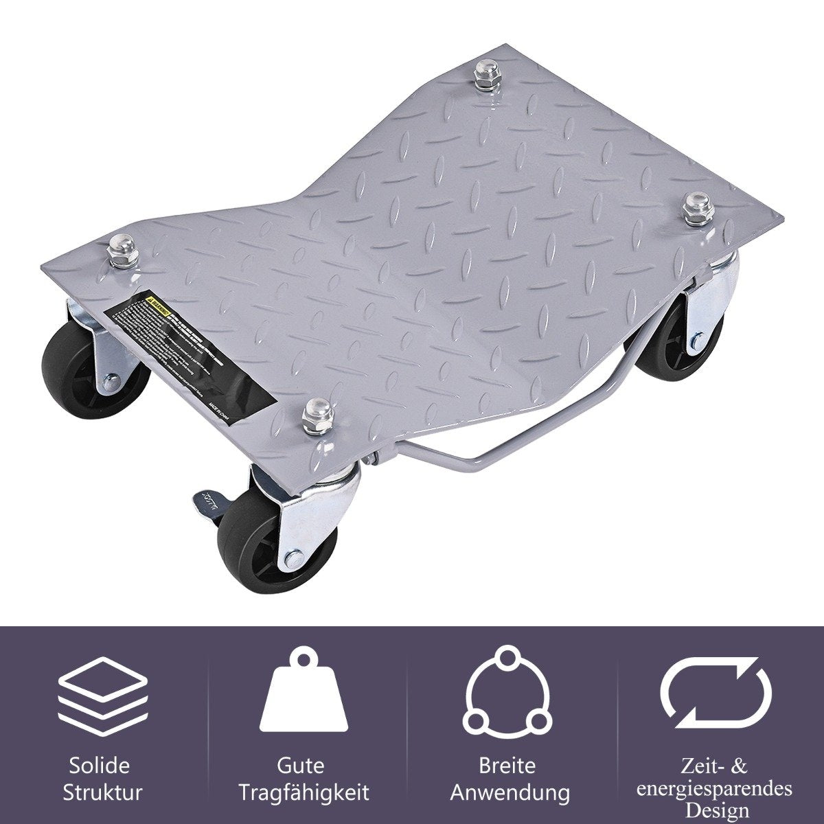 4 pieces of maneuvering aid 680 kg per platform Max. tire width 30 cm Wheel maneuvering roller maneuvering jack