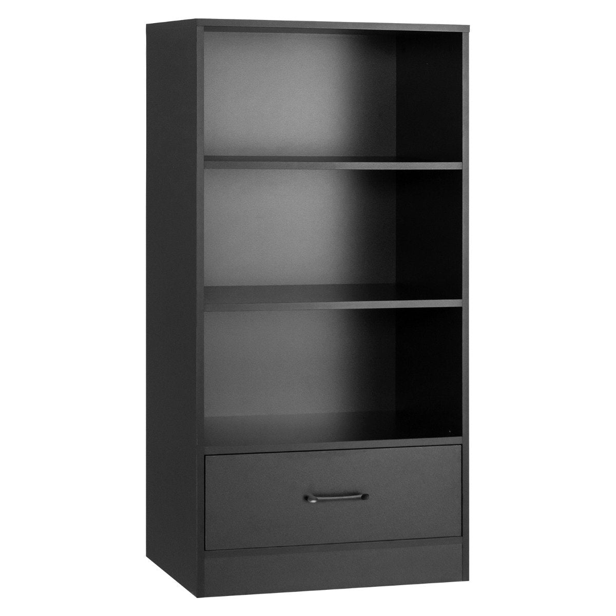 4-tier storage shelf wooden shelf with drawer bookcase 60 x 38 x 120 cm black
