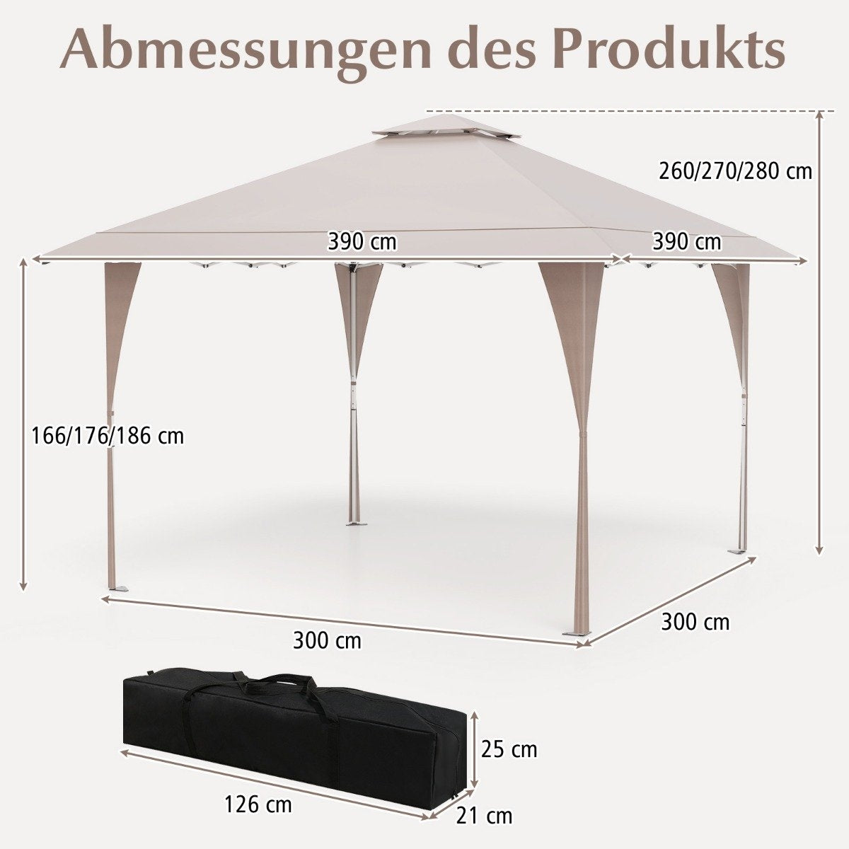 4 x 4 m Adjustable Pop-Up Pavilion with Metal Frame