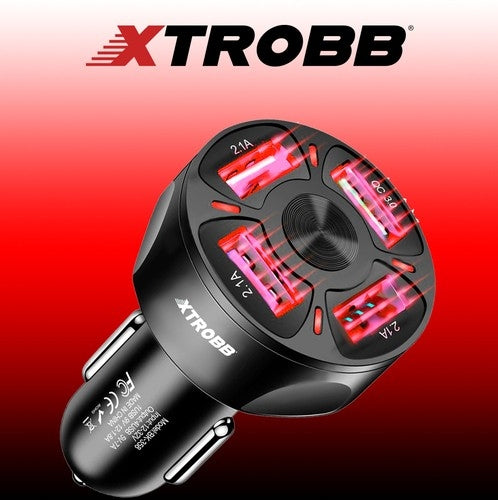 4x USB car charger + Xtrobb 19907 cable