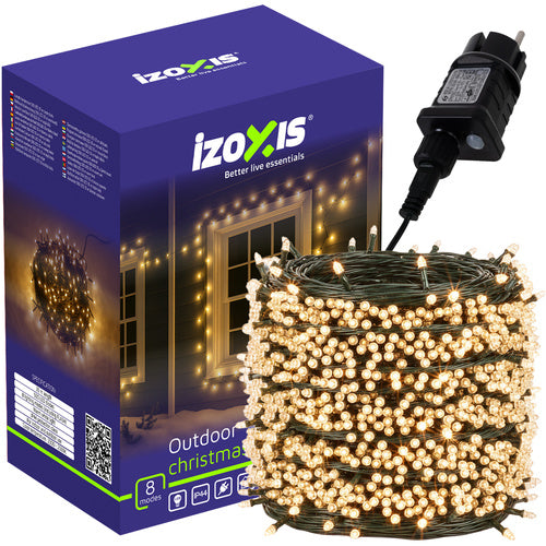 500 LED Warm White Christmas Lights, 35m, 8 Modes, IP44