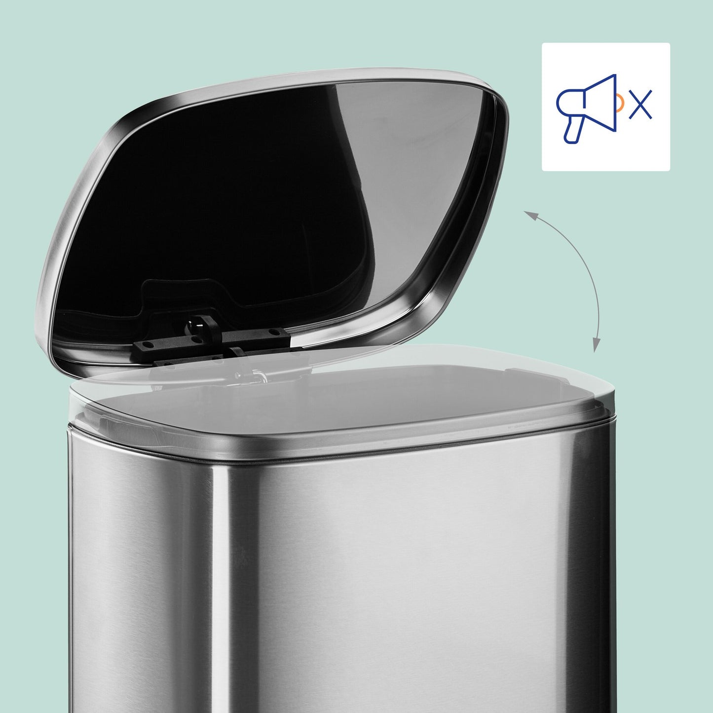 50L Stainless Steel Pedal Bin – Soft-Close Lid