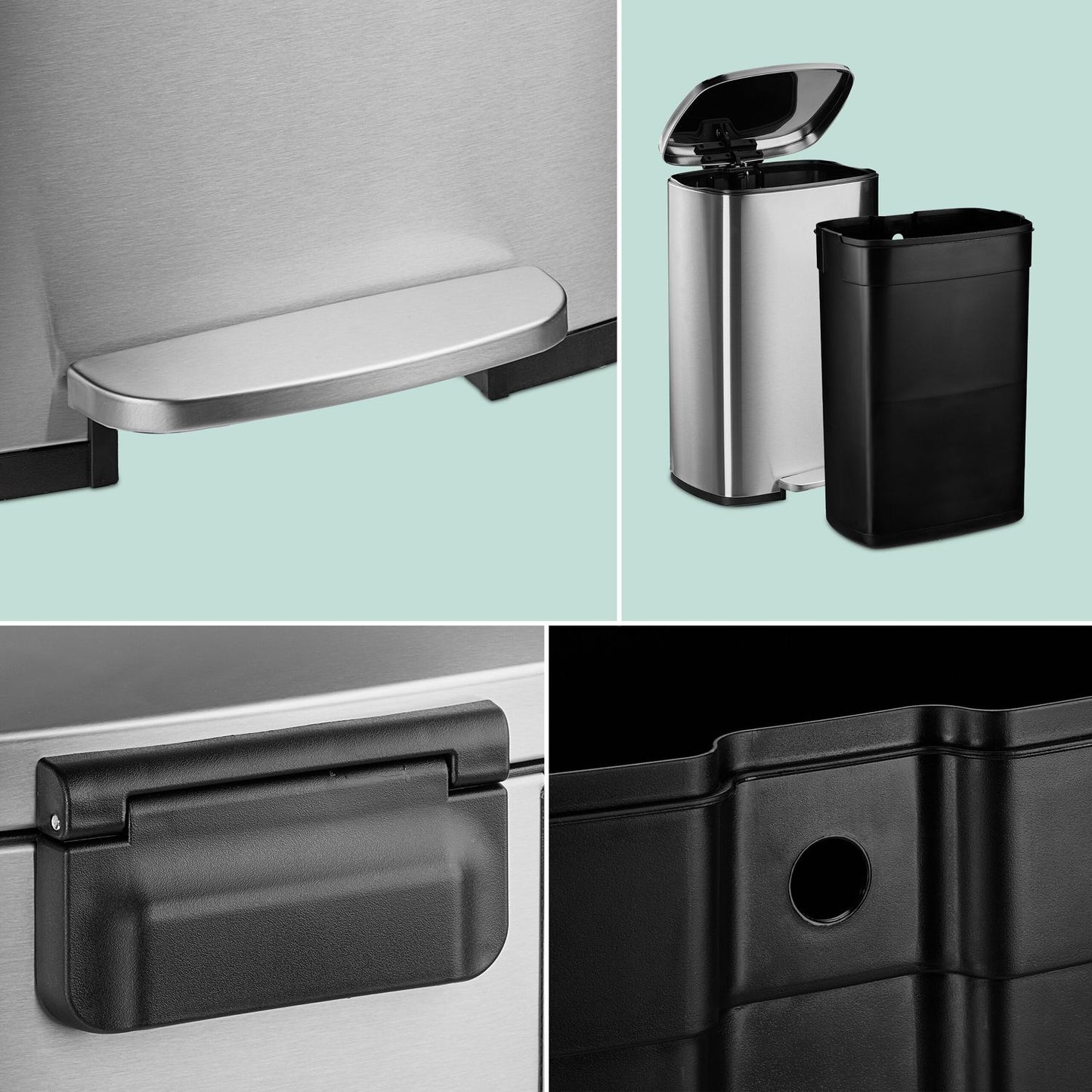 50L Stainless Steel Pedal Bin – Soft-Close Lid