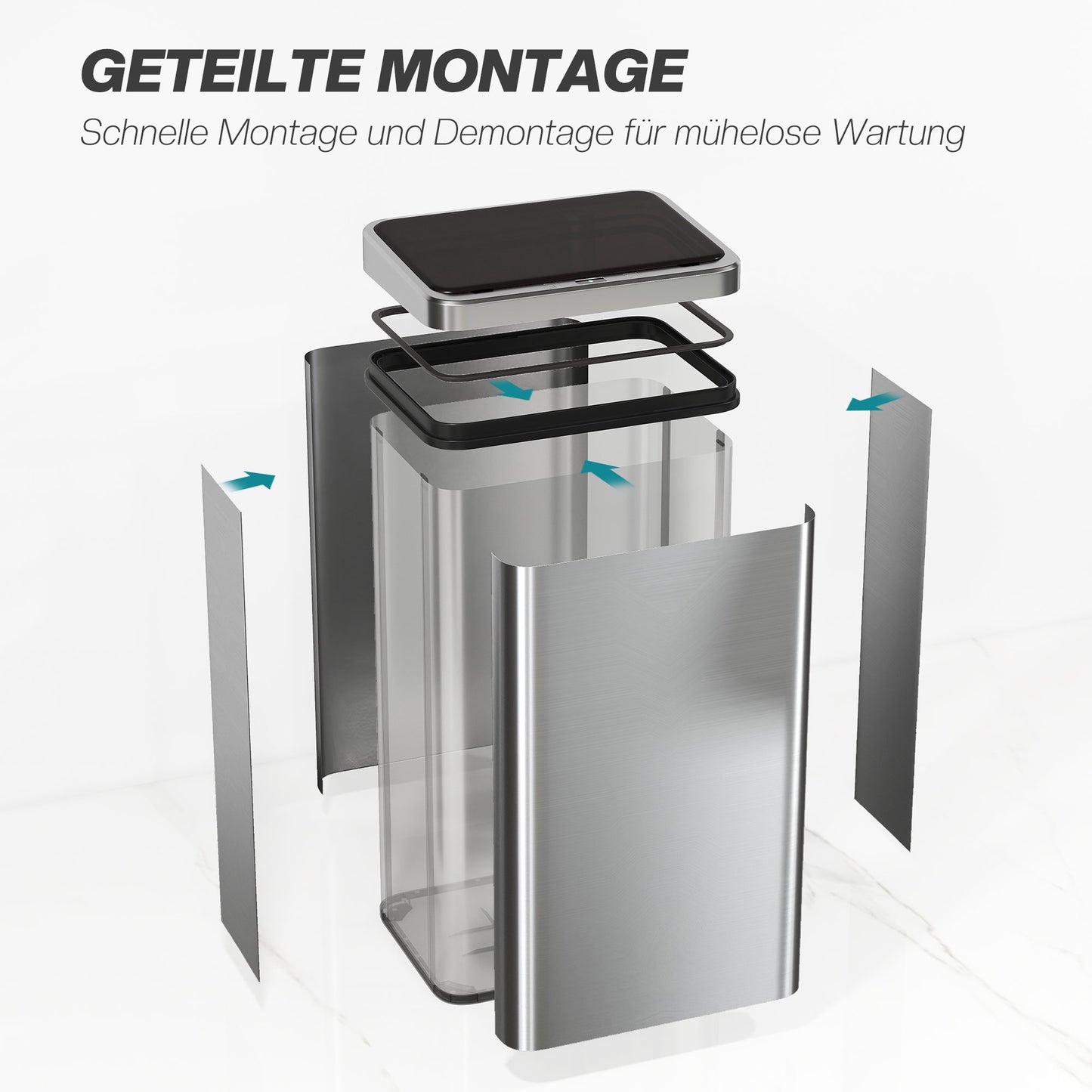 50L Touchless Sensor Trash Can, Stainless Steel