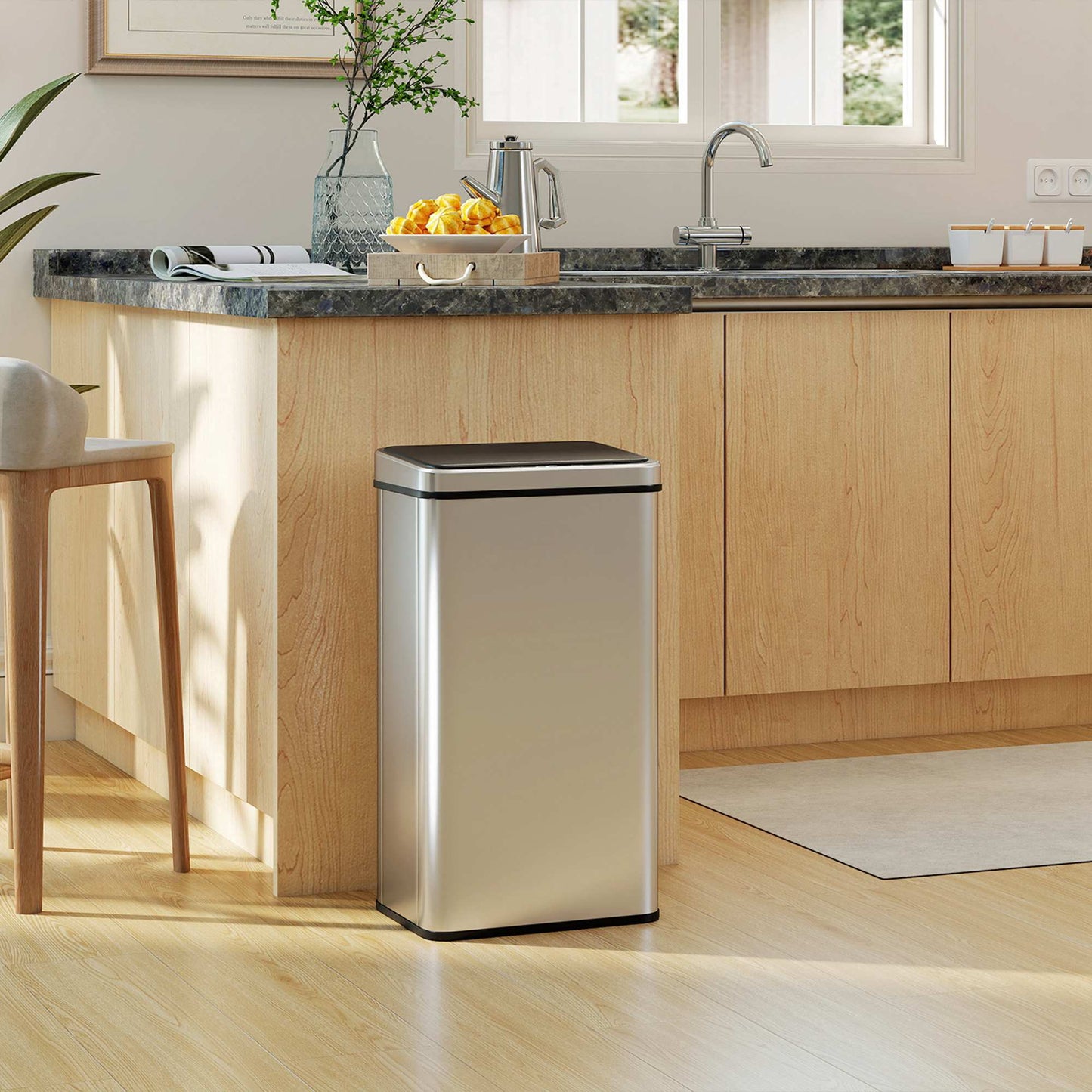 50L Touchless Sensor Trash Can, Stainless Steel