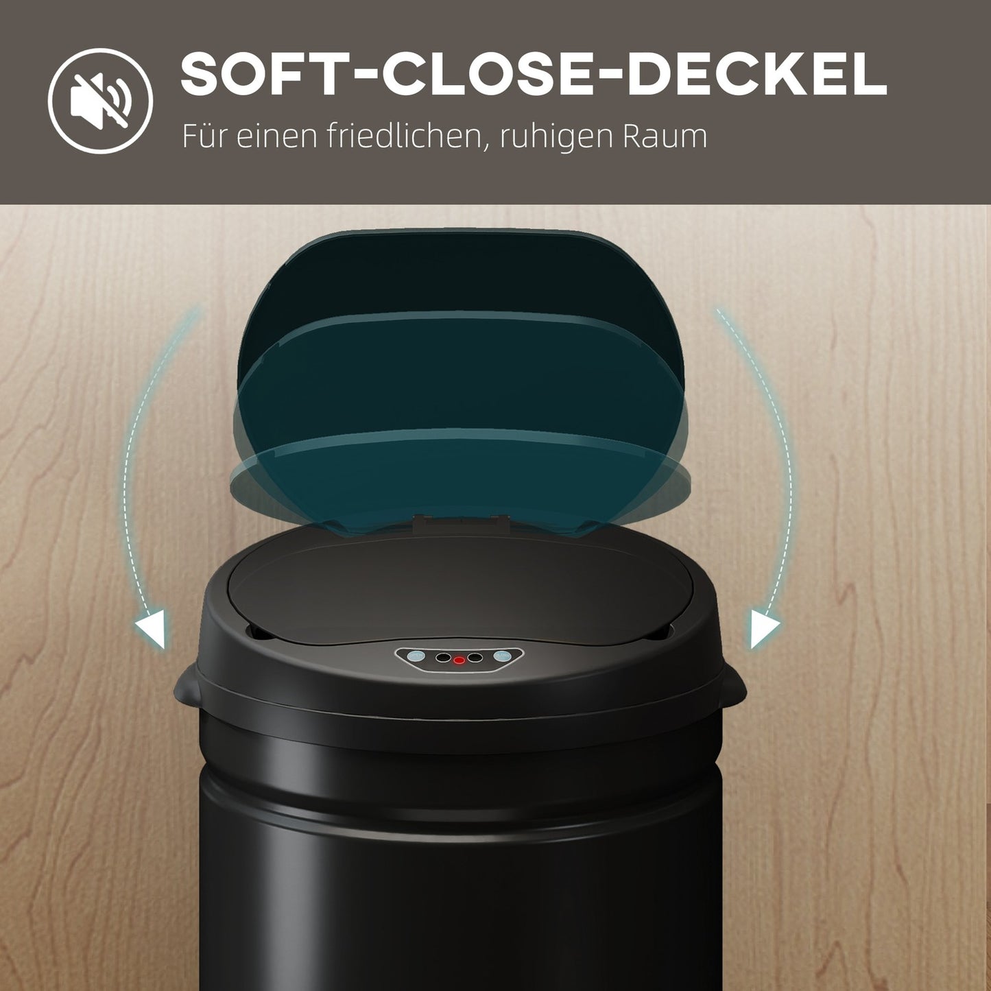 50L Touchless Stainless Steel Trash Can, Soft-Close