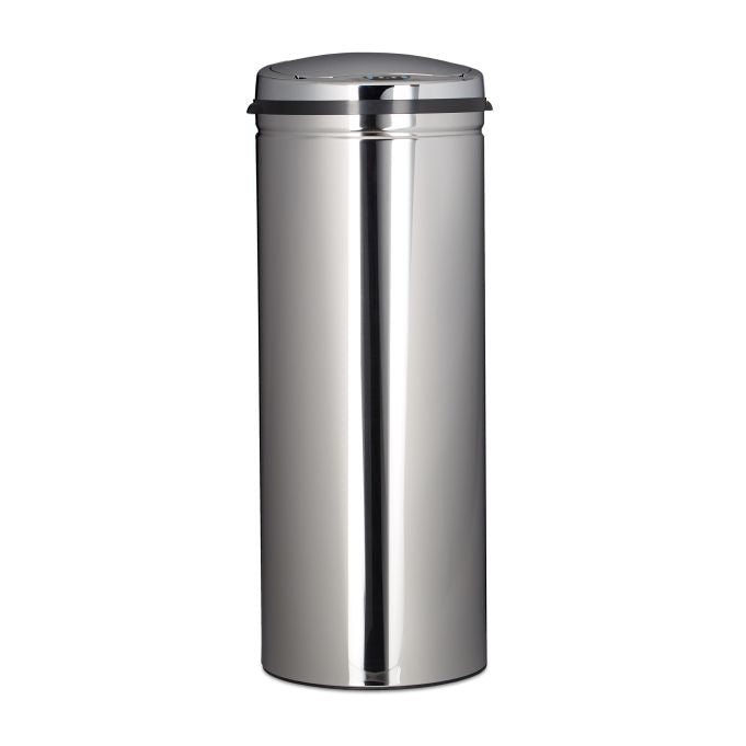 50 L Waste Bin Stainless Steel Trash Can Paper Basket Metal Garbage Storage
