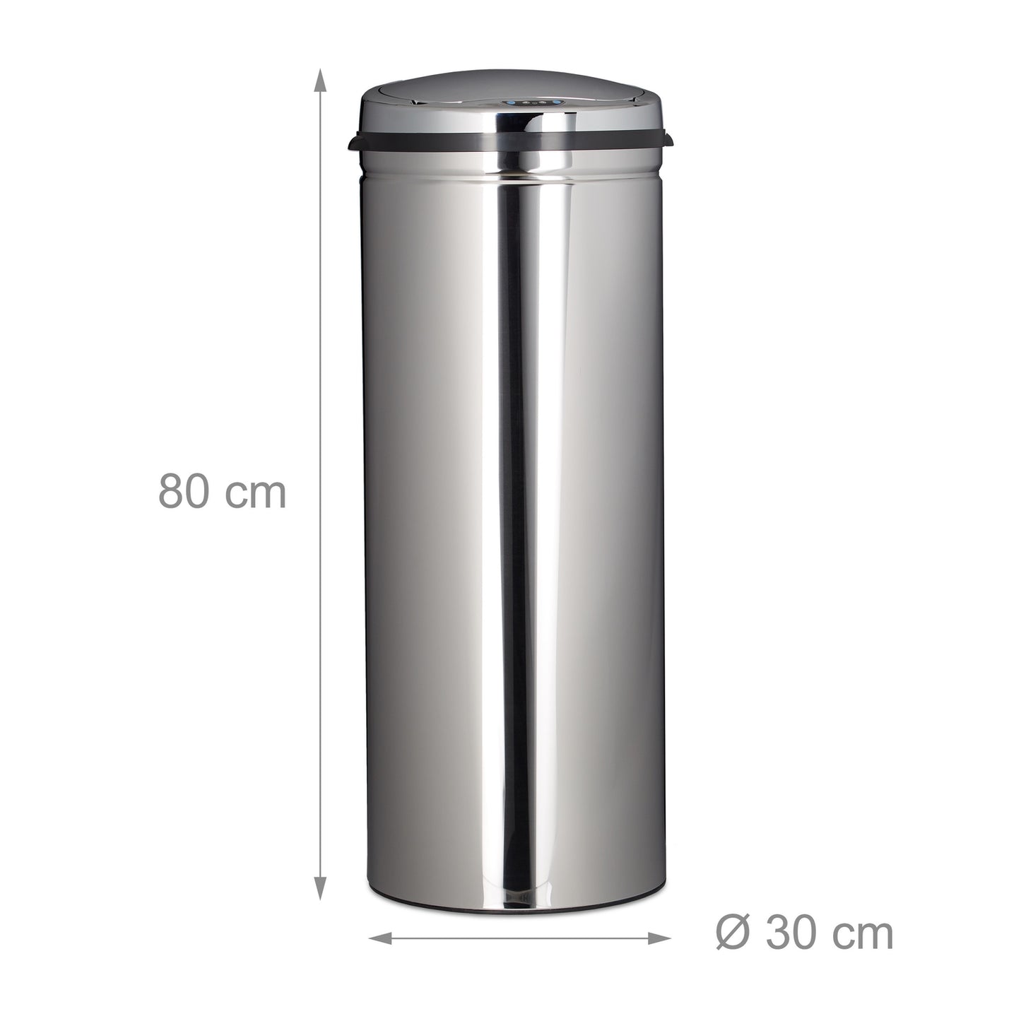 50 L Waste Bin Stainless Steel Trash Can Paper Basket Metal Garbage Storage