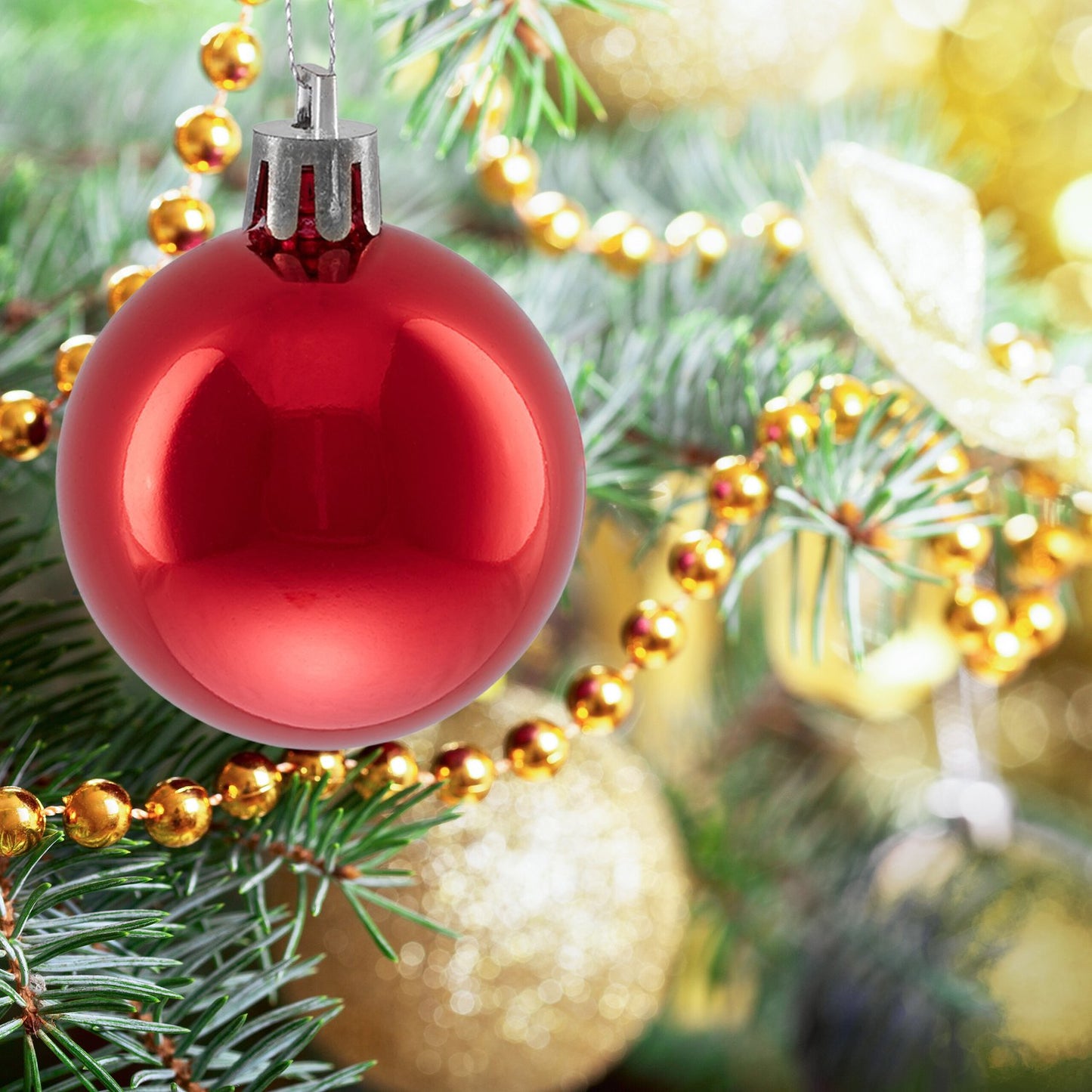 50 Shiny Christmas Tree Baubles – Decorative Set