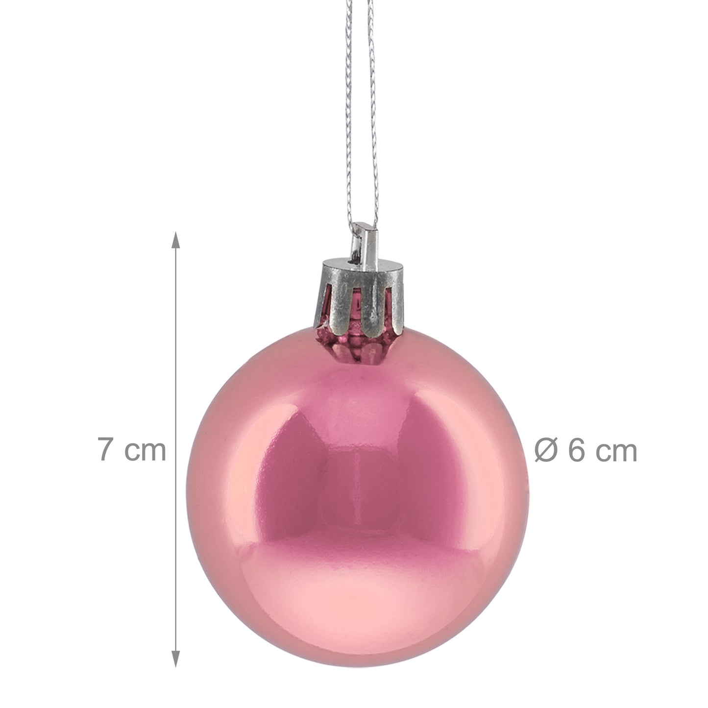 50 Shiny Christmas Tree Baubles, Glossy Finish