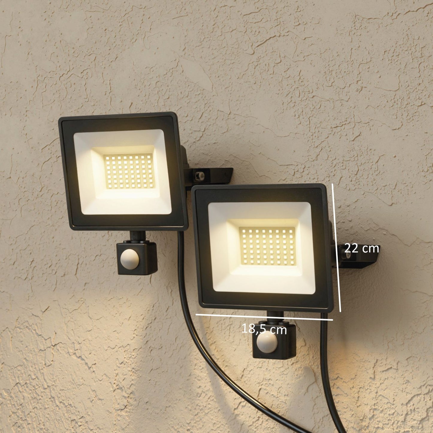 50W Adjustable Work Light, 3 Modes, Aluminum, Black