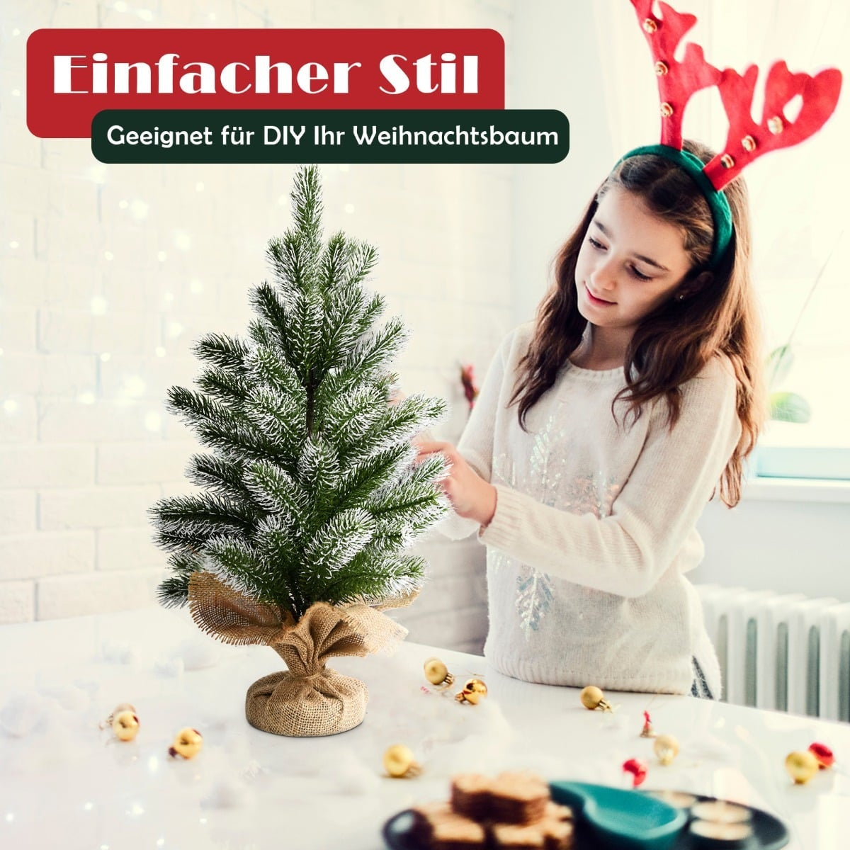 50 cm Artificial Mini Christmas Tree – Green & White