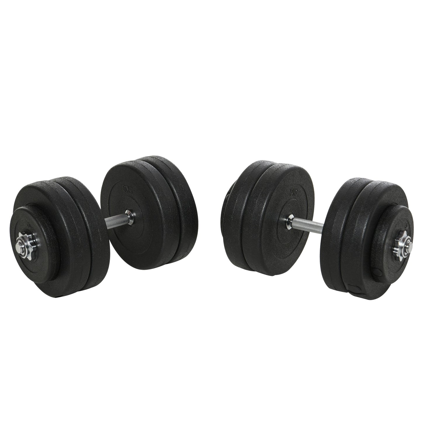 50 kg Dumbbell set, adjustable steel weights, black