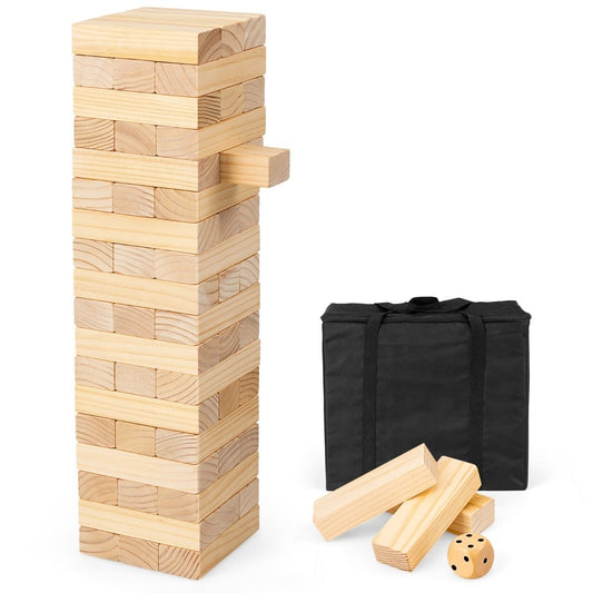 54 blocks made of pine wood Darn tower game building blocks game 5 x 3.3 x 15.2 cm natural