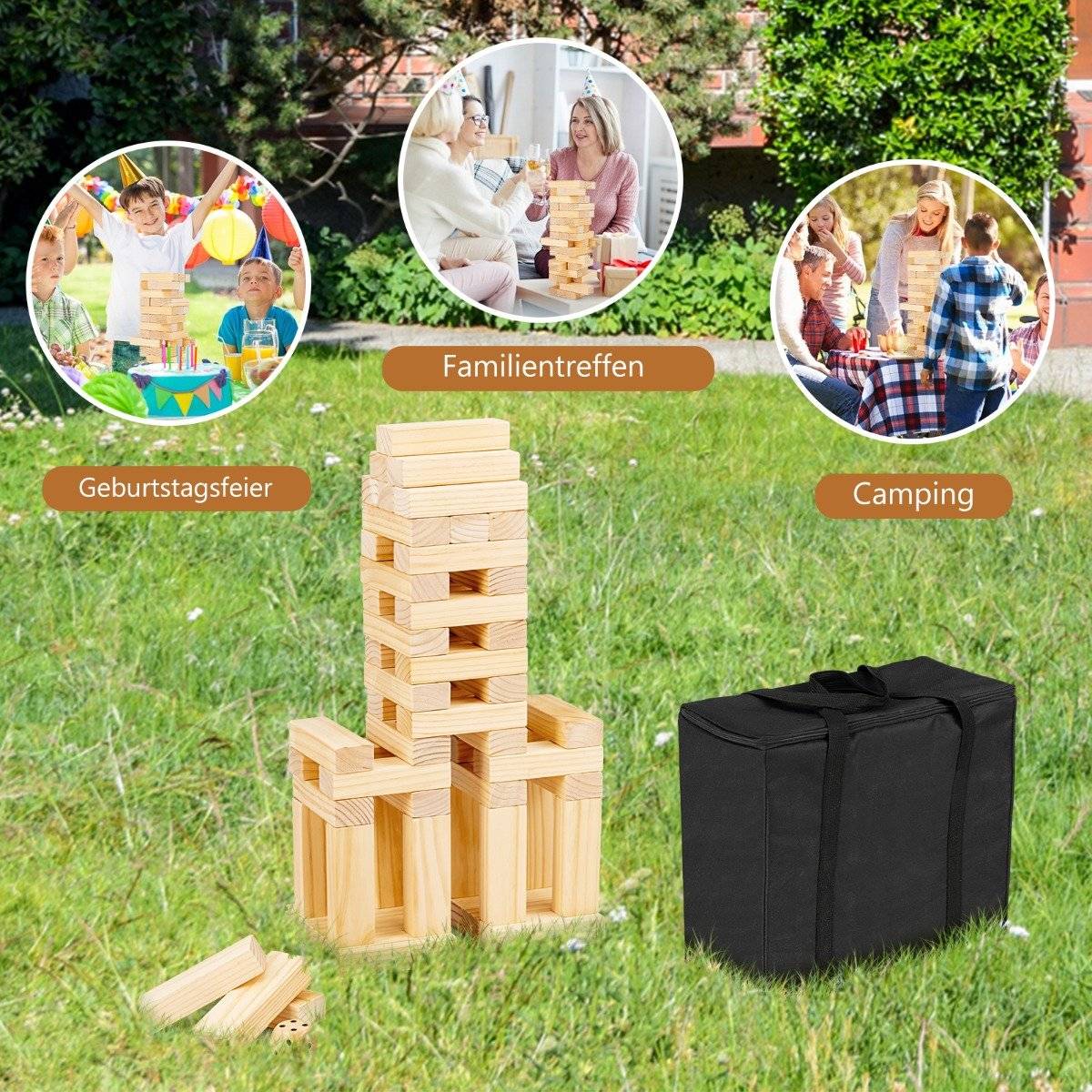 54 blocks made of pine wood Darn tower game building blocks game 5 x 3.3 x 15.2 cm natural