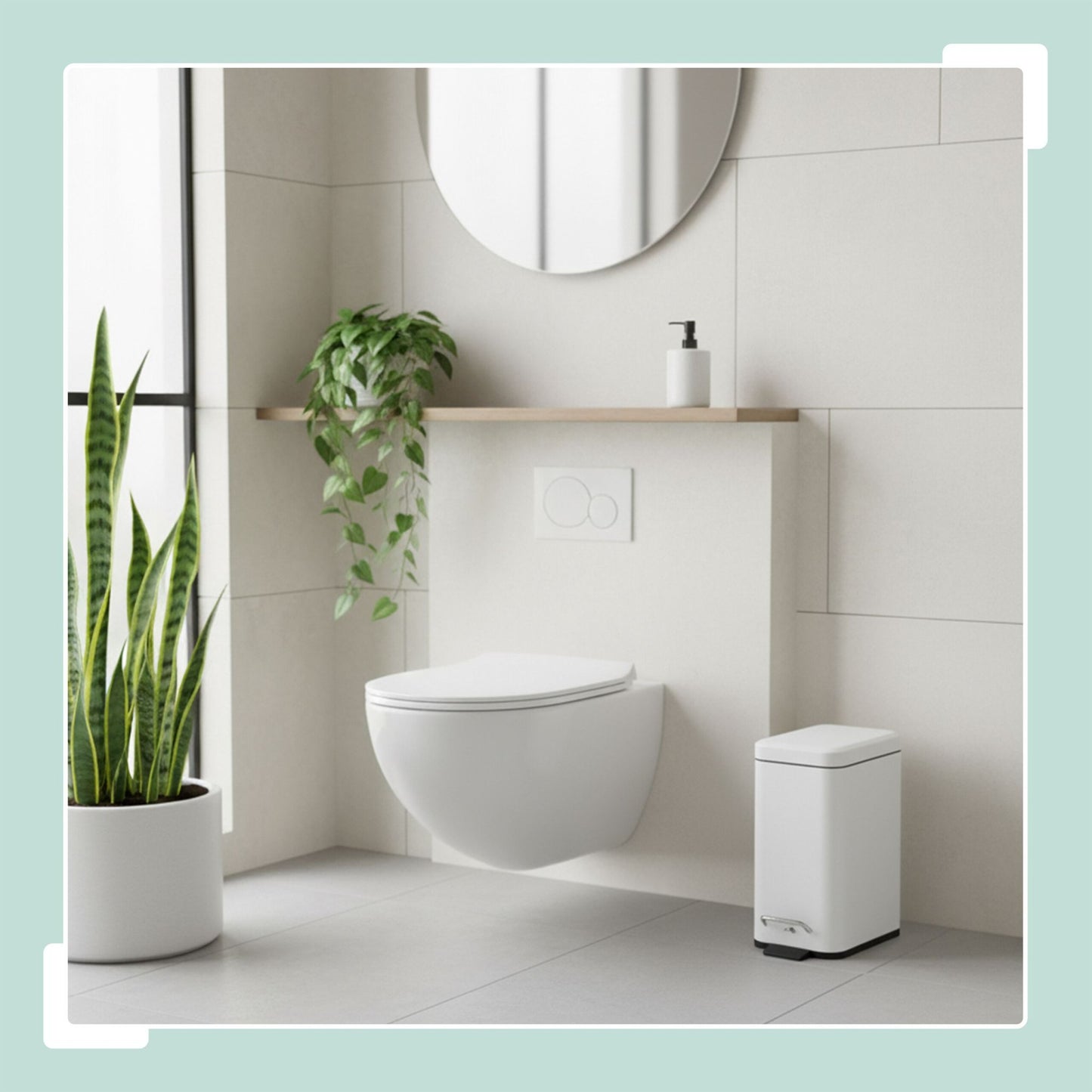 5L Bathroom Bin, Soft-Close, Foot Pedal