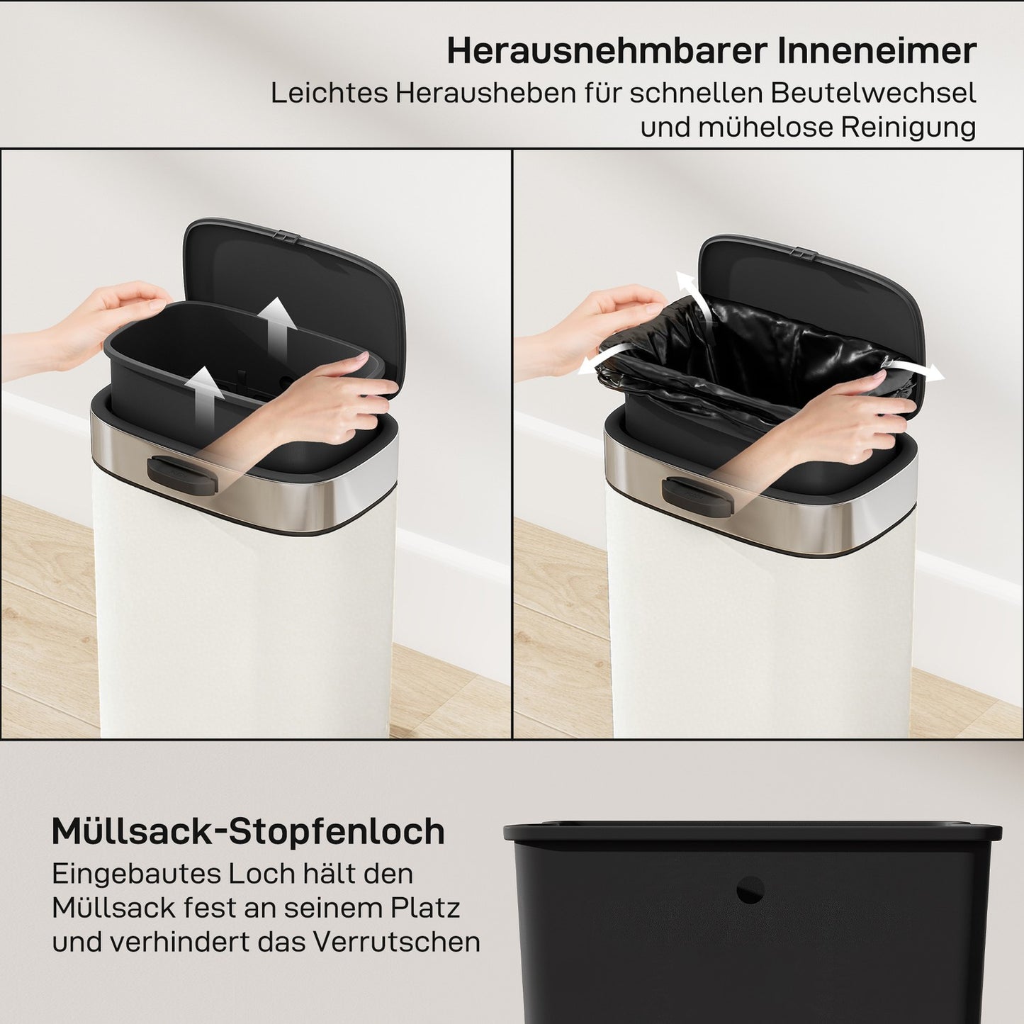 5L Stainless Steel Trash Can, Freestanding or Hanging