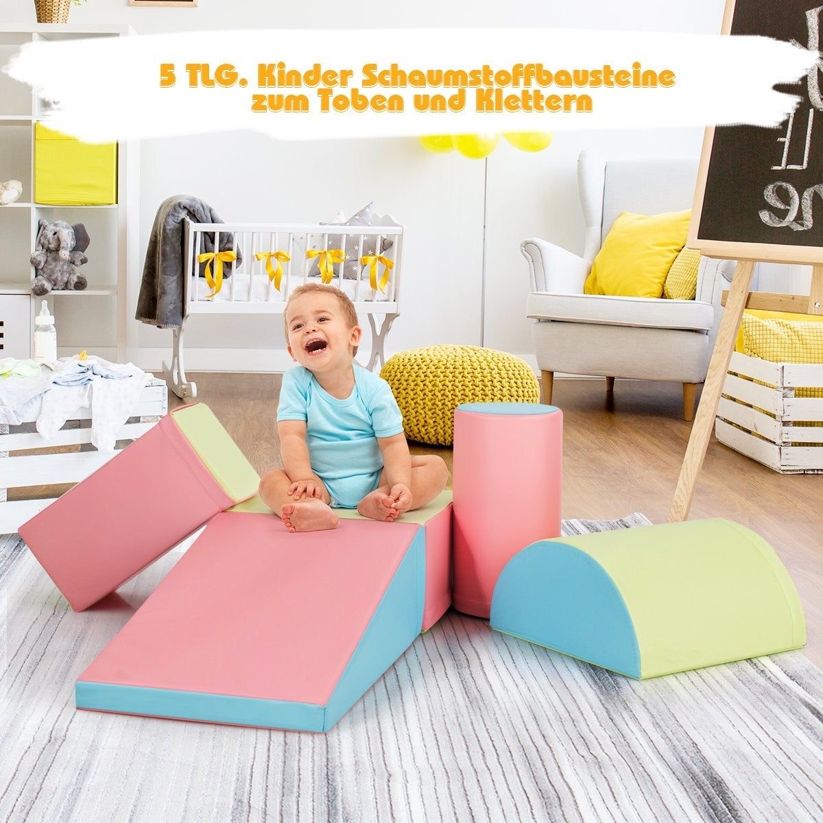 5 PCS. Foam building blocks Giant building blocks for running around and climbing for babies Pink
