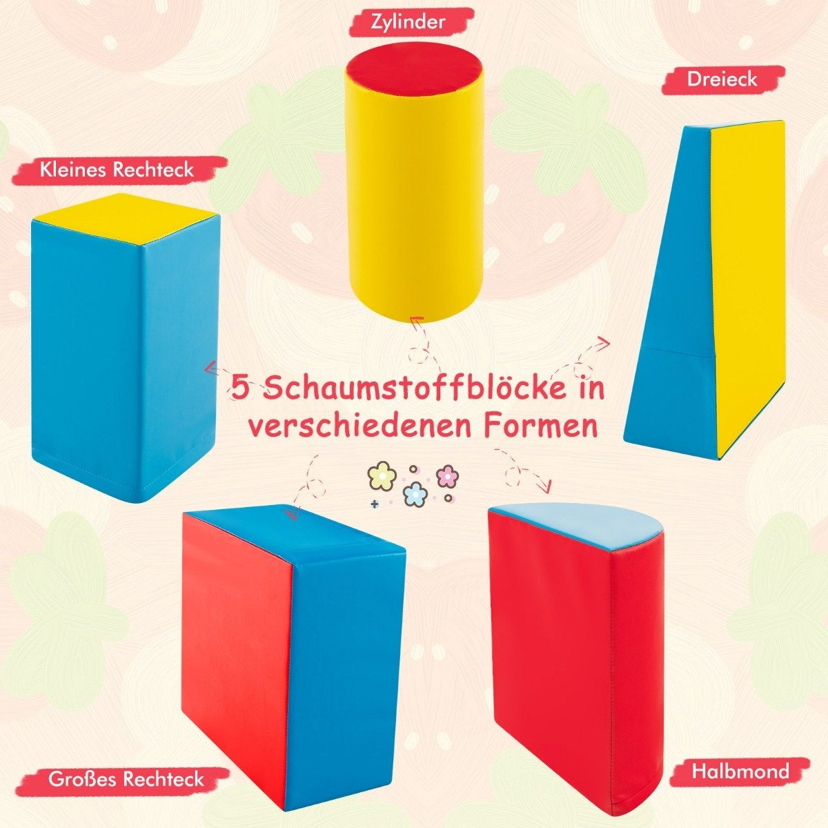5 PCS. Foam building blocks Giant building blocks for running around & climbing Large building blocks blue + red