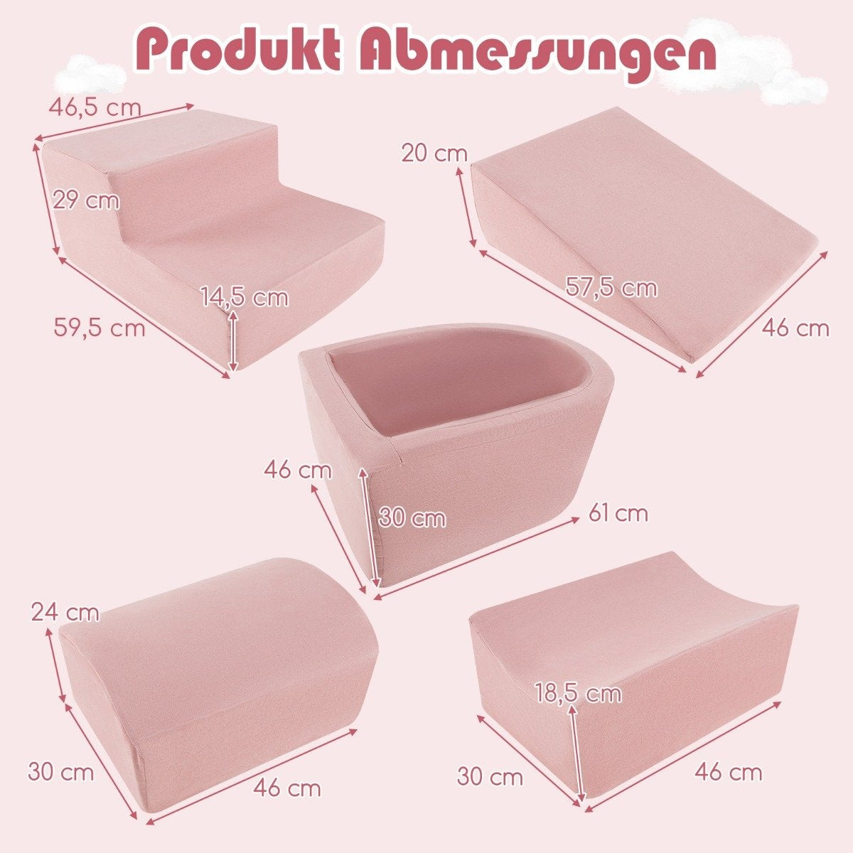 5 PCS. Foam building blocks Giant building blocks with ball pit Large building blocks for running around Pink