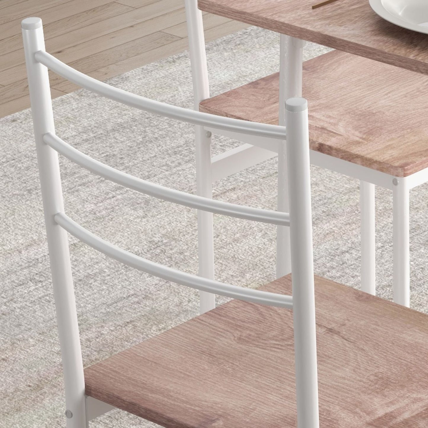 5-piece space-saving dining room set with steel table and chairs