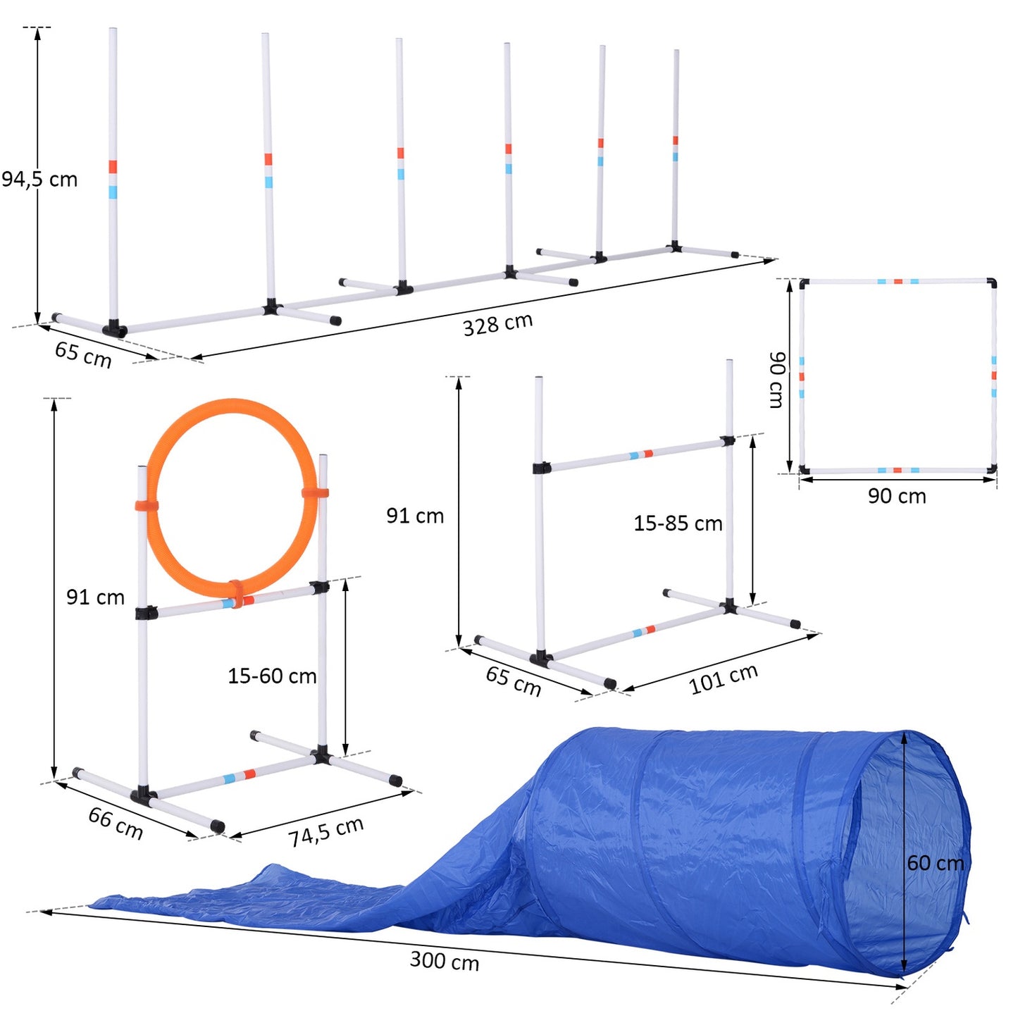 Dog Agility Set with Tunnel, Portable Training Kit