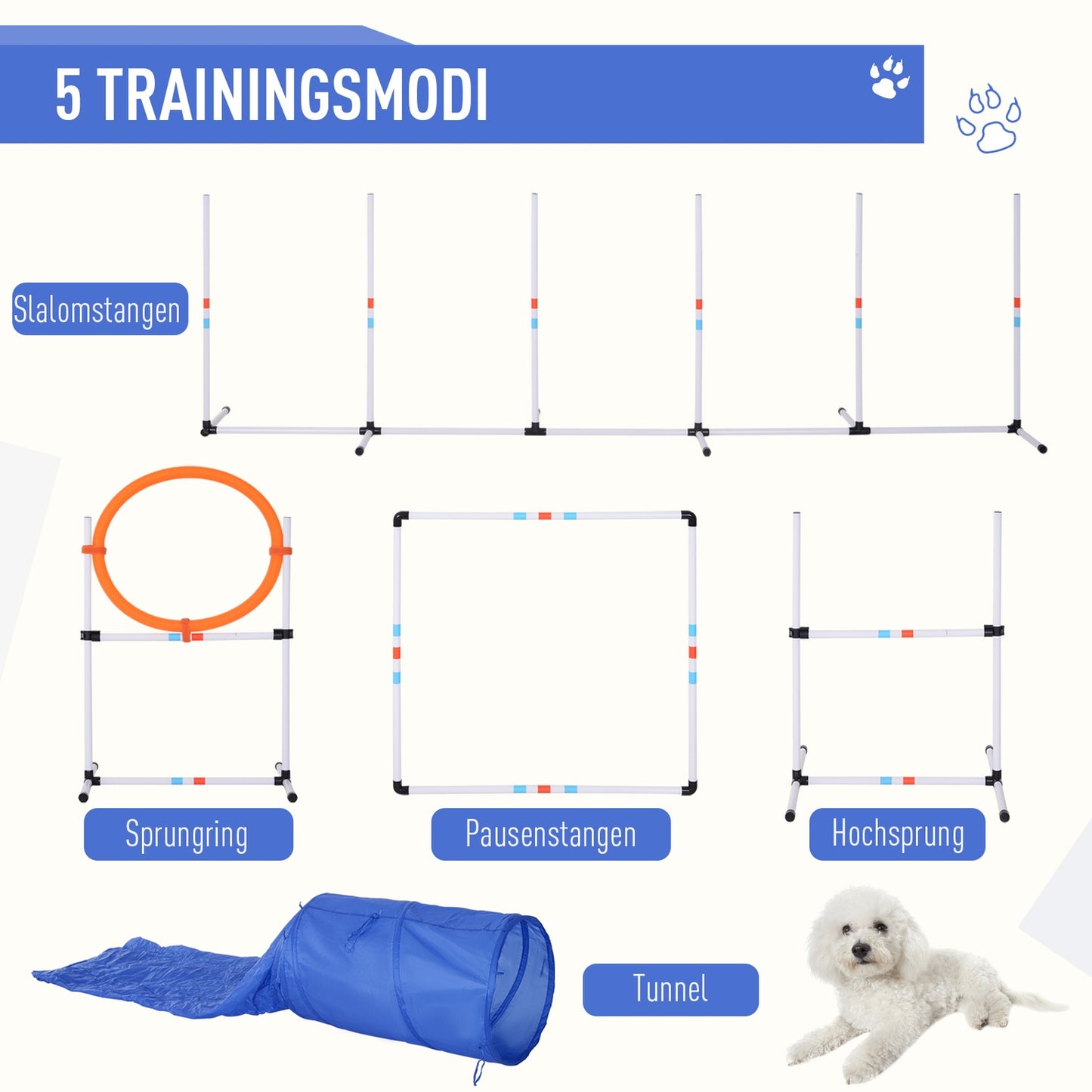 Dog Agility Set with Tunnel, Portable Training Kit
