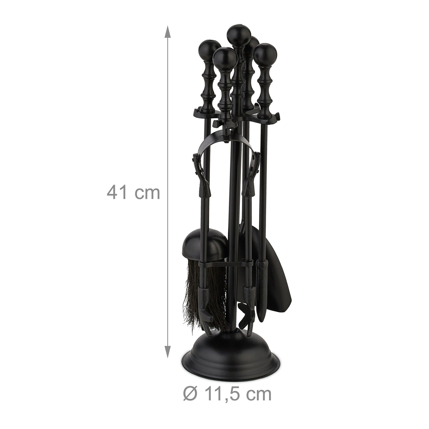 5-Piece Black Metal Fireplace Tool Set