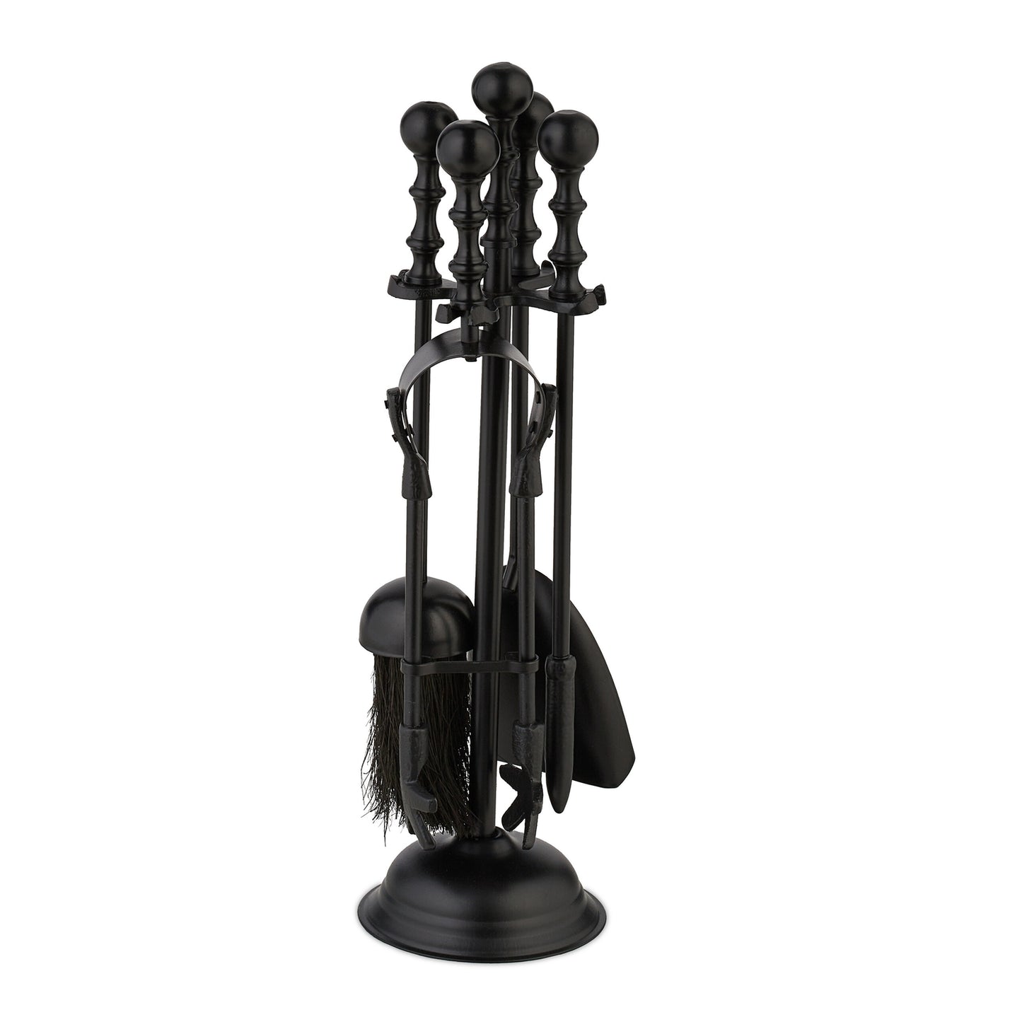 5-Piece Black Metal Fireplace Tool Set
