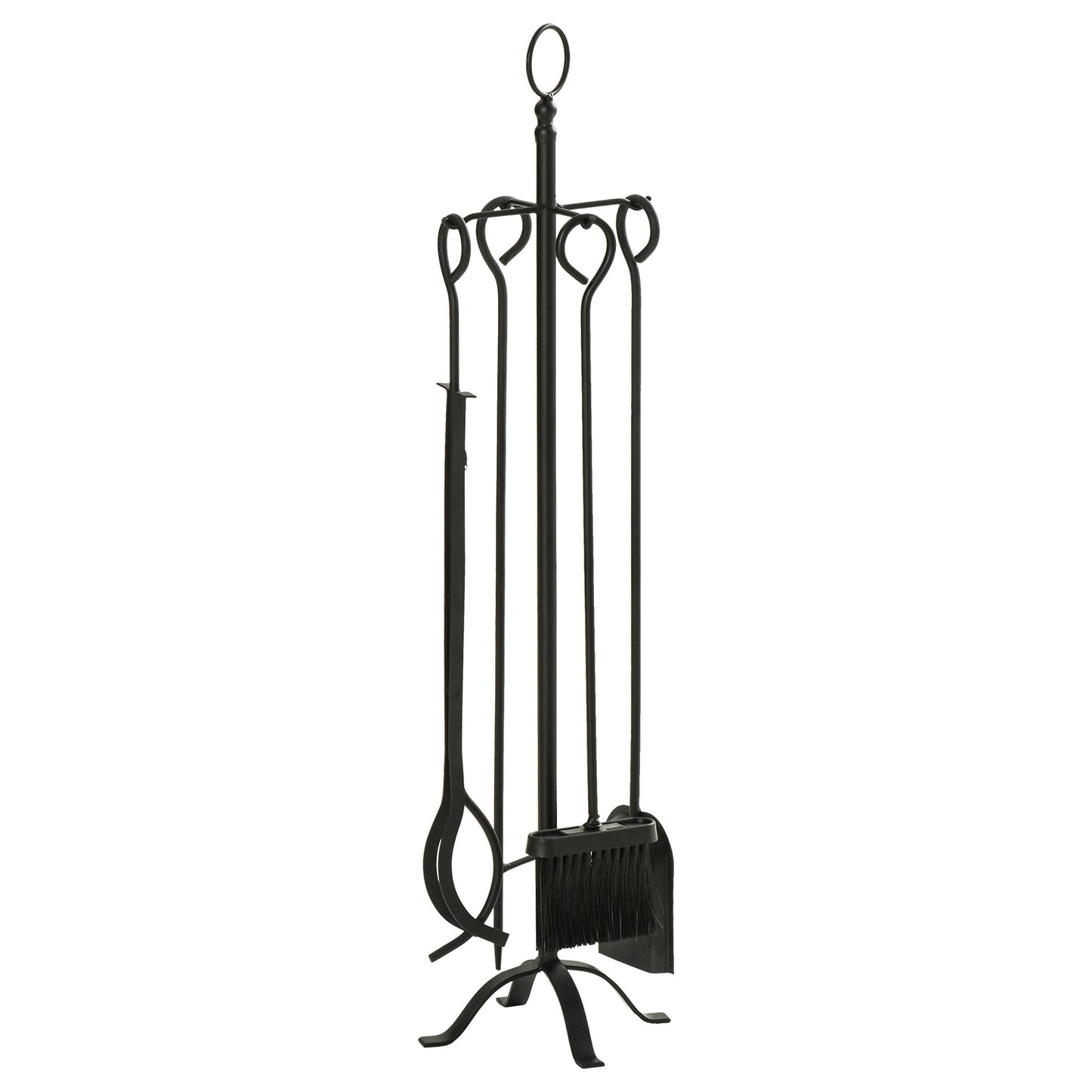 5 Piece Black Wrought Iron Stove Tool Set
