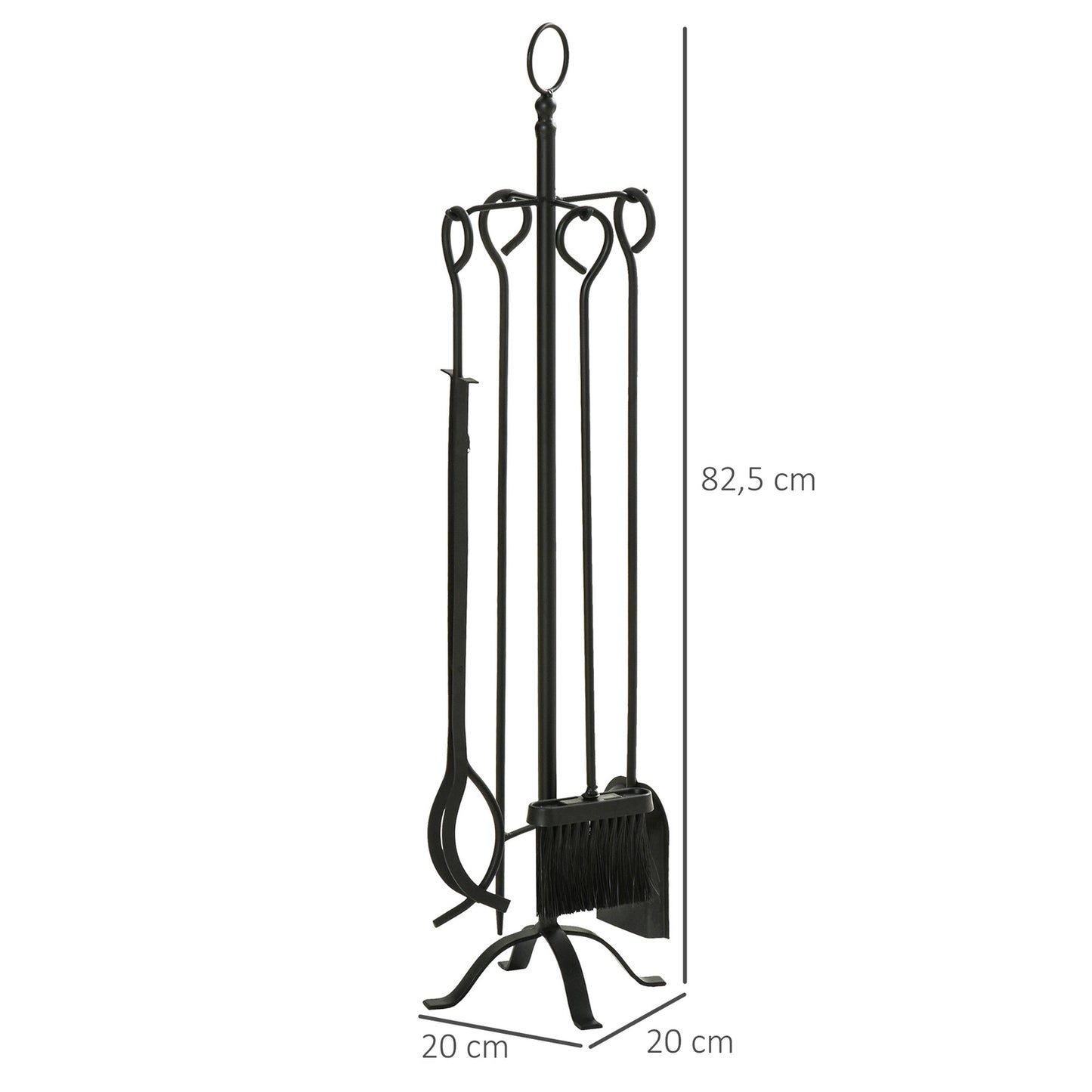 5 Piece Black Wrought Iron Stove Tool Set