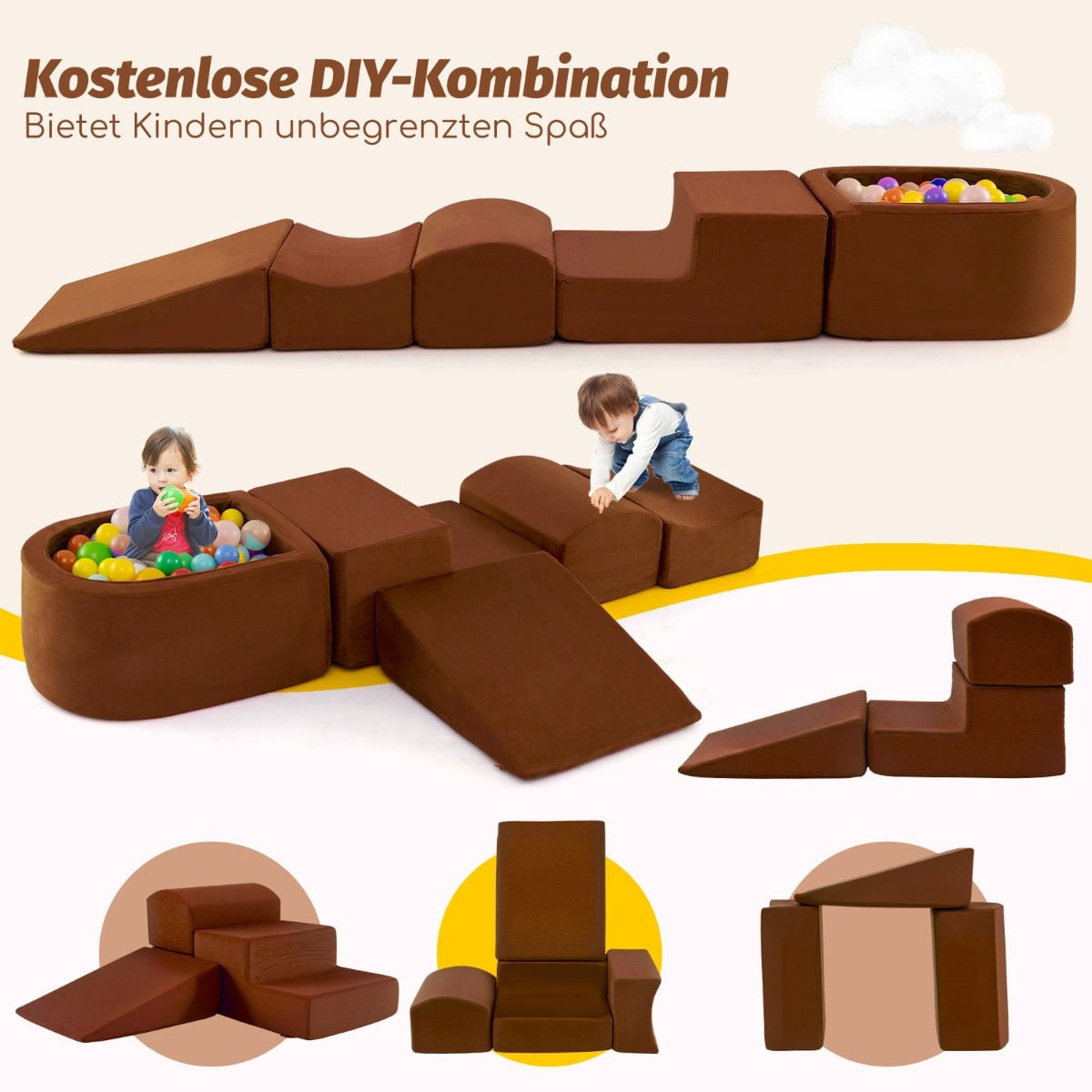 5-Piece Foam Climbing Blocks with Ball Pit for Kids