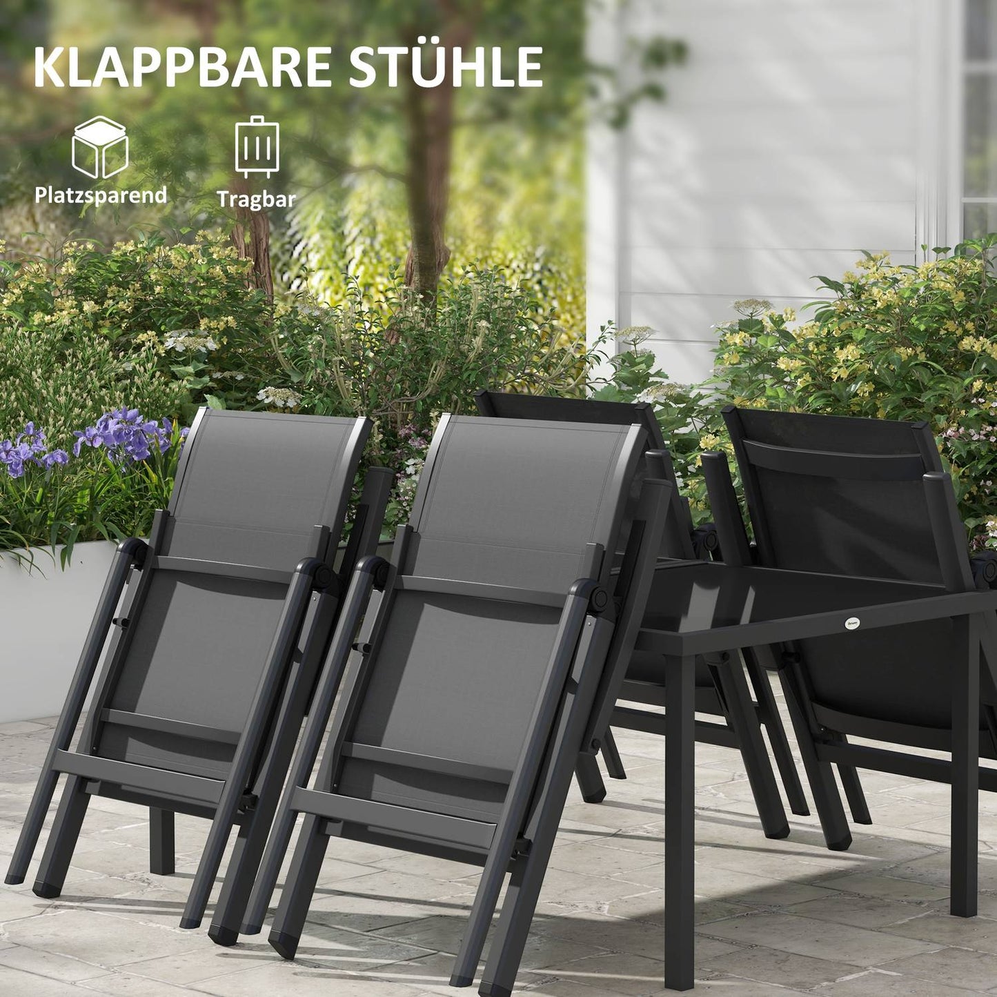 Outdoor garden furniture set - table and 4 folding chairs