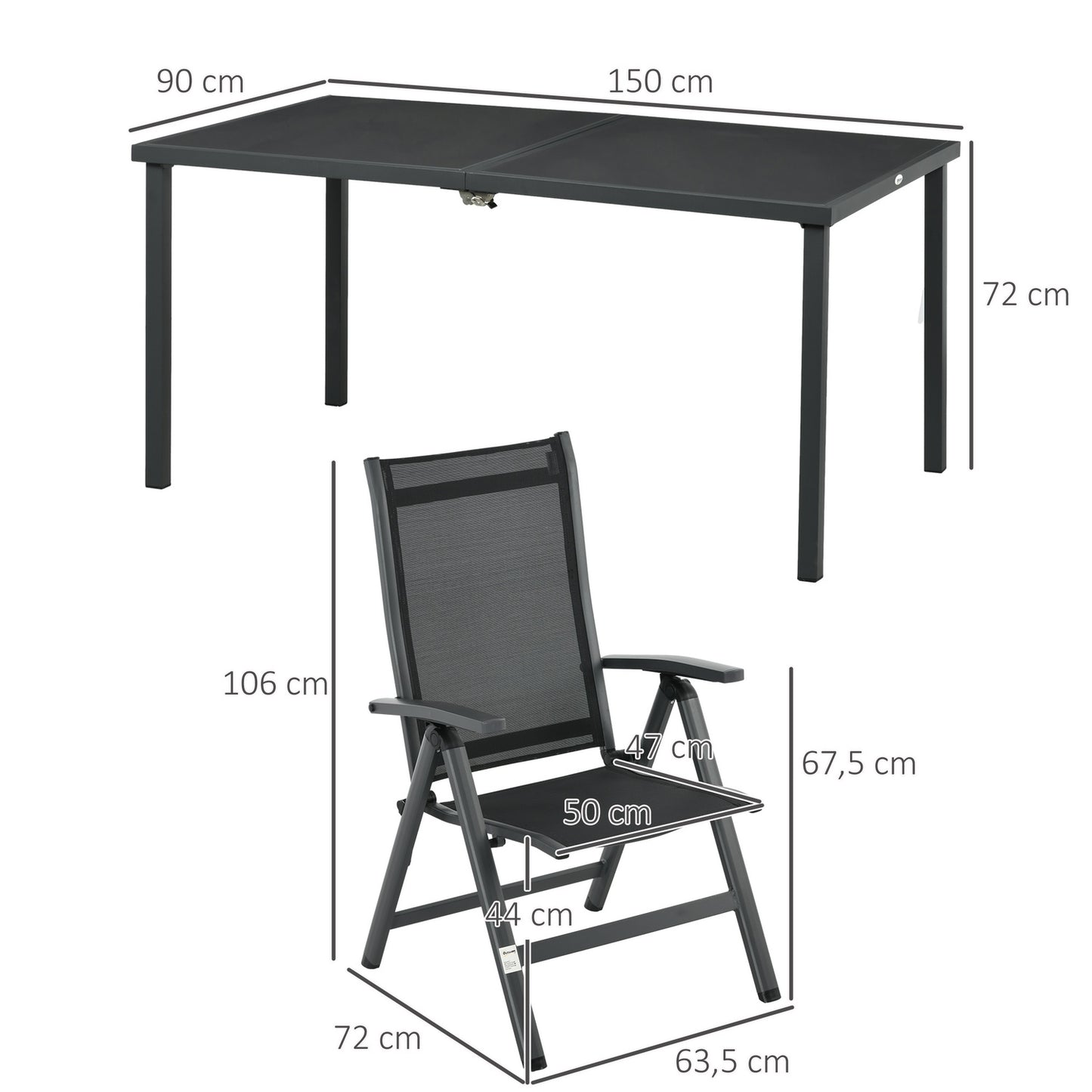 Outdoor garden furniture set - table and 4 folding chairs