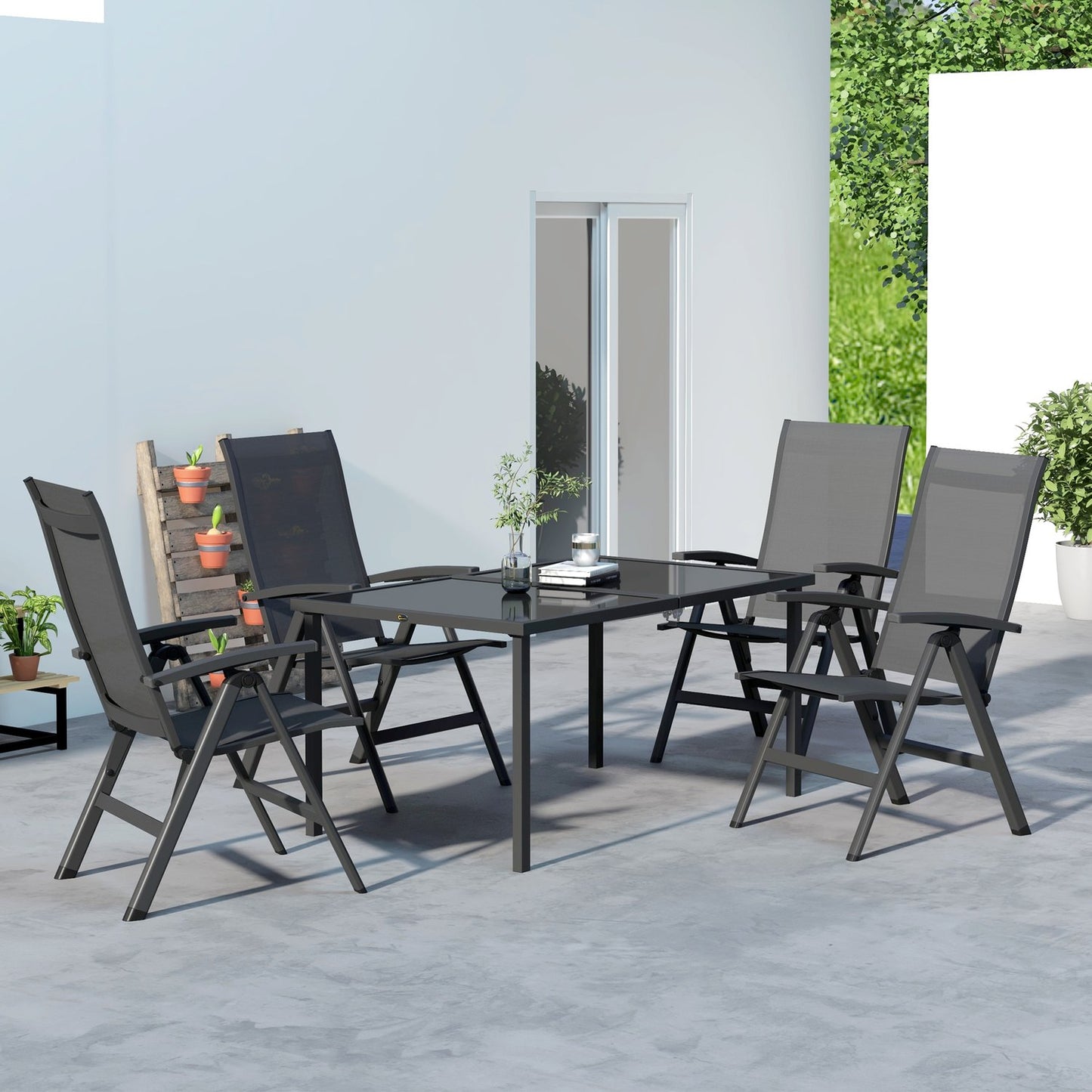Outdoor garden furniture set - table and 4 folding chairs