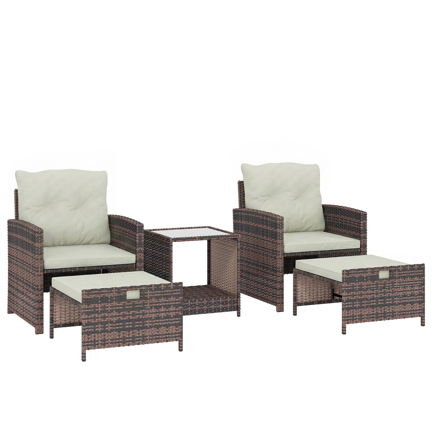 5-Piece Outdoor Balcony Furniture Set with Cushions
