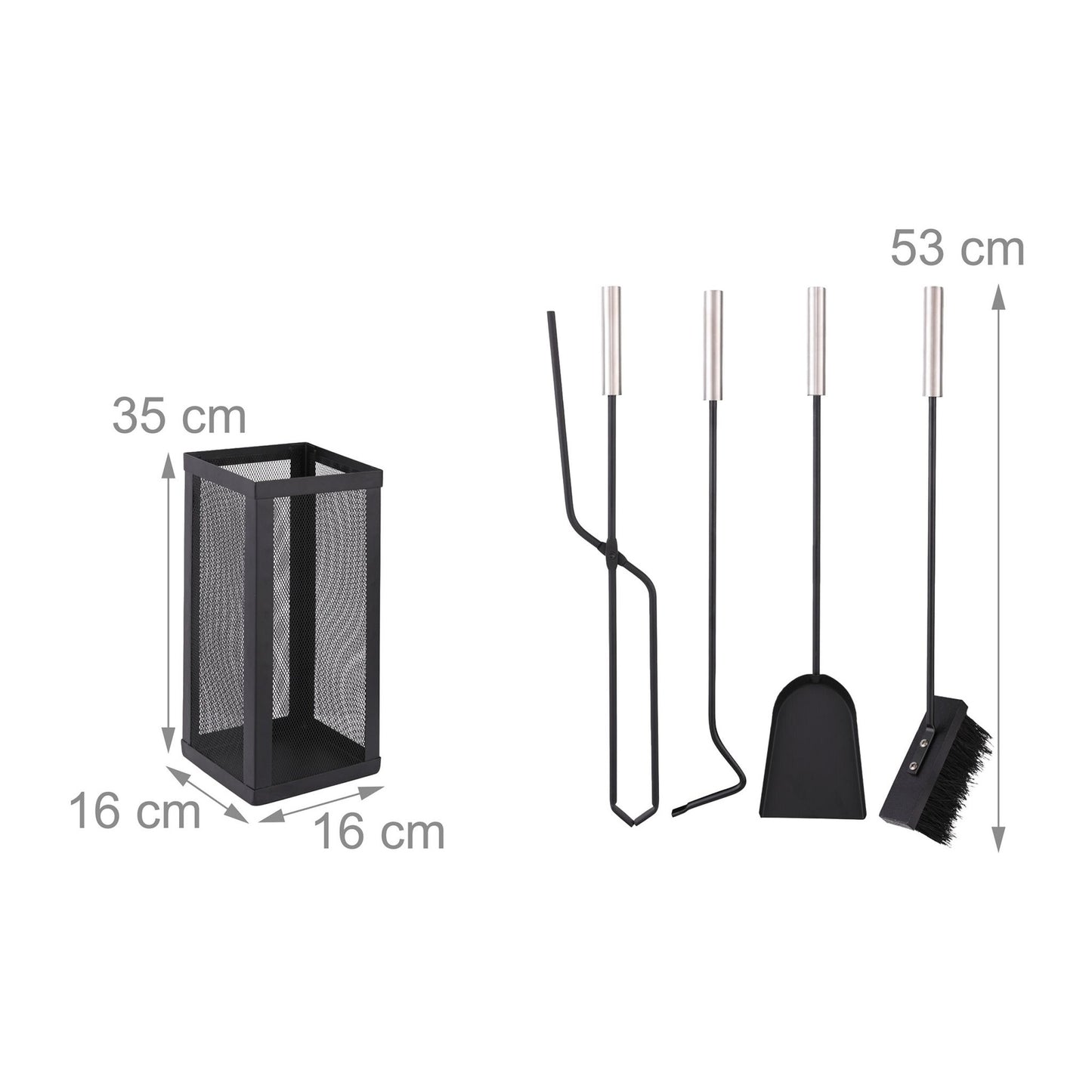 5-Piece Stainless Steel Fireplace Tool Set