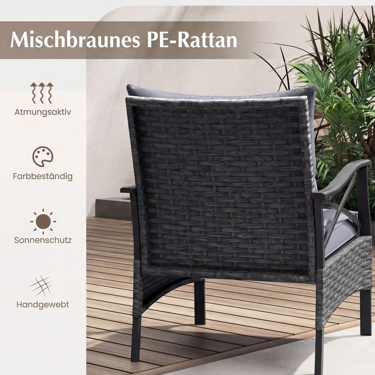 5-Piece Wicker Patio Set with Ottomans, Gray
