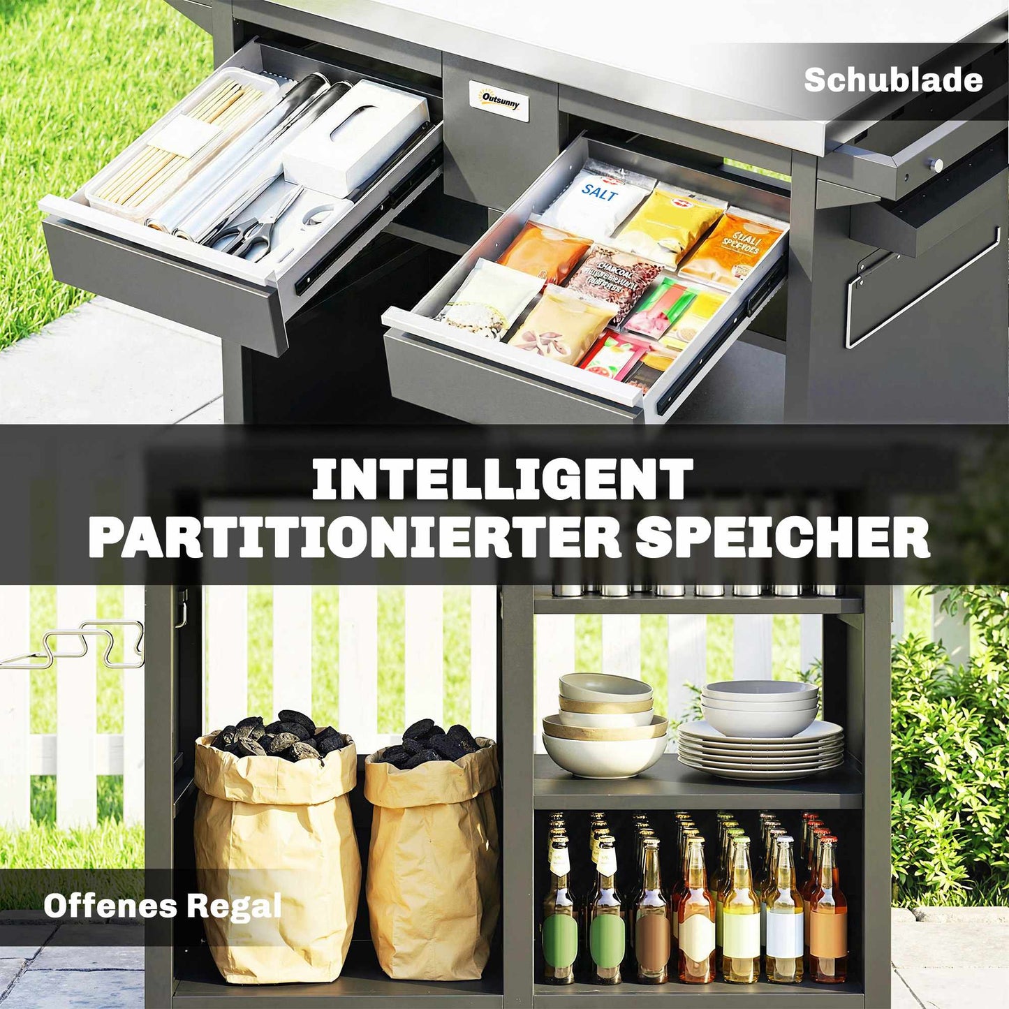 5-Tier BBQ Cart with Adjustable Shelves & Spice Rack