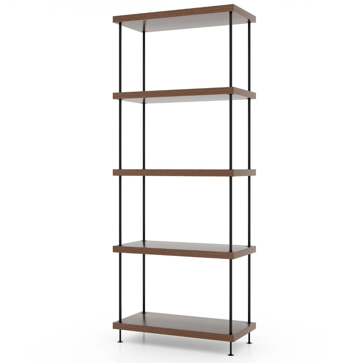 5 Tier Standing Shelf with Metal Frame Industrial Bookcase Storage Rack 60 x 29.5 x 147 cm