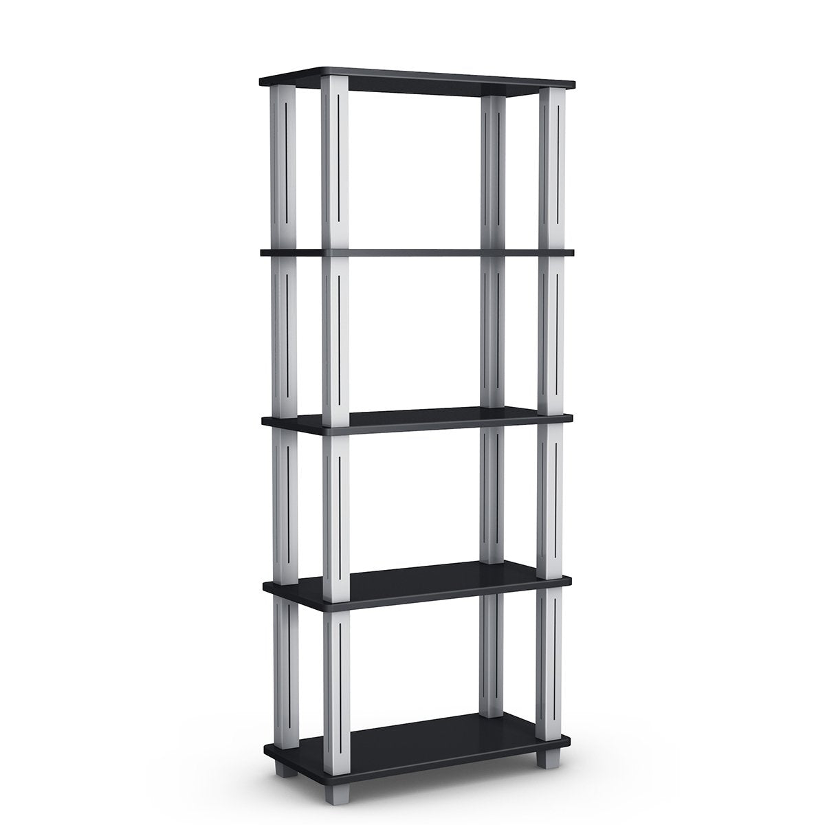 5 Tier Storage Rack with Flat Open Shelves Multifunctional Shelf Black