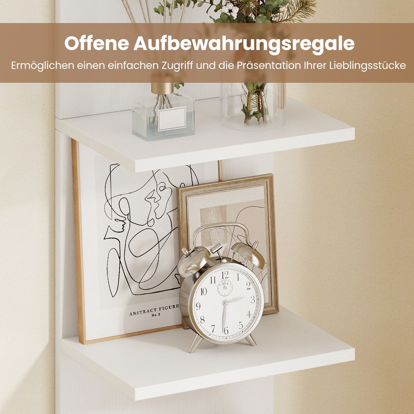5-Tier Wall-Mounted Shelf, White, Space-Saving Design