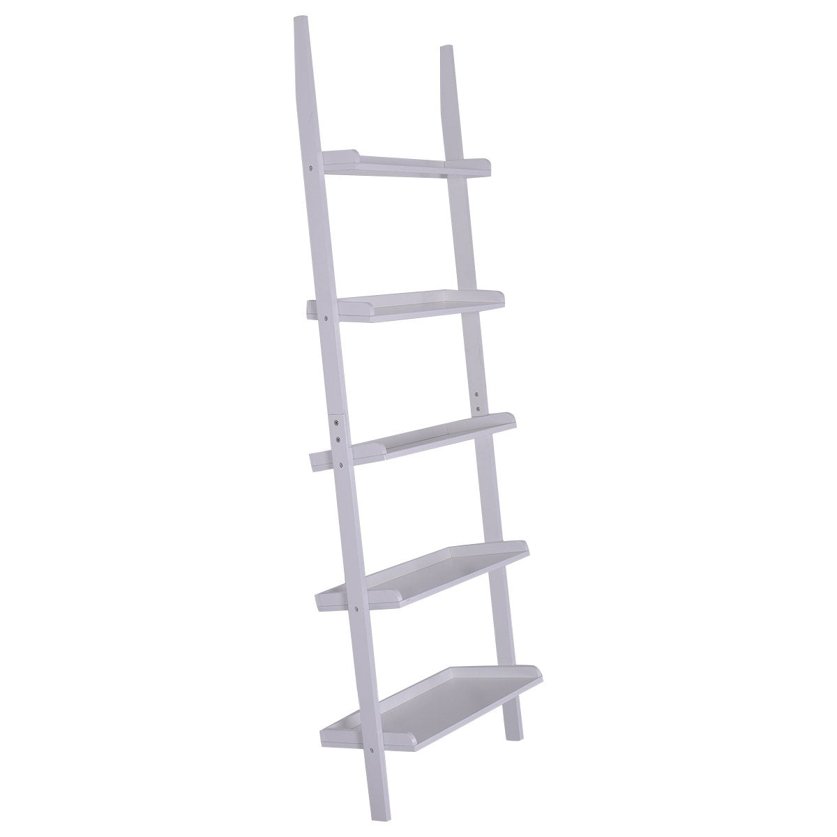 5-Tier White Ladder Shelf – Versatile Storage Unit